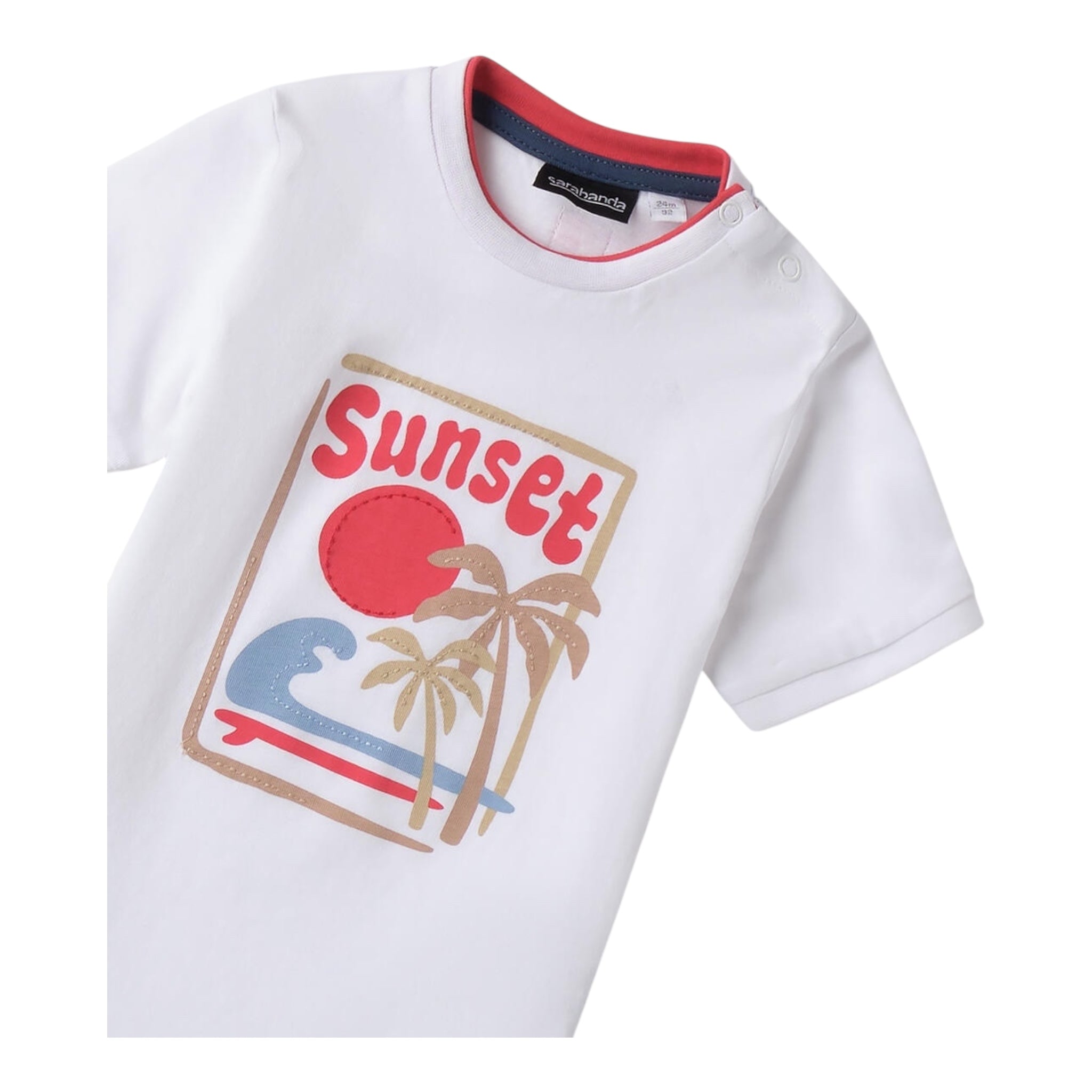 Sarabanda T-Shirt Tinta Unita con Stampa per Neonato 0B144 BIANCO SARABANDA 