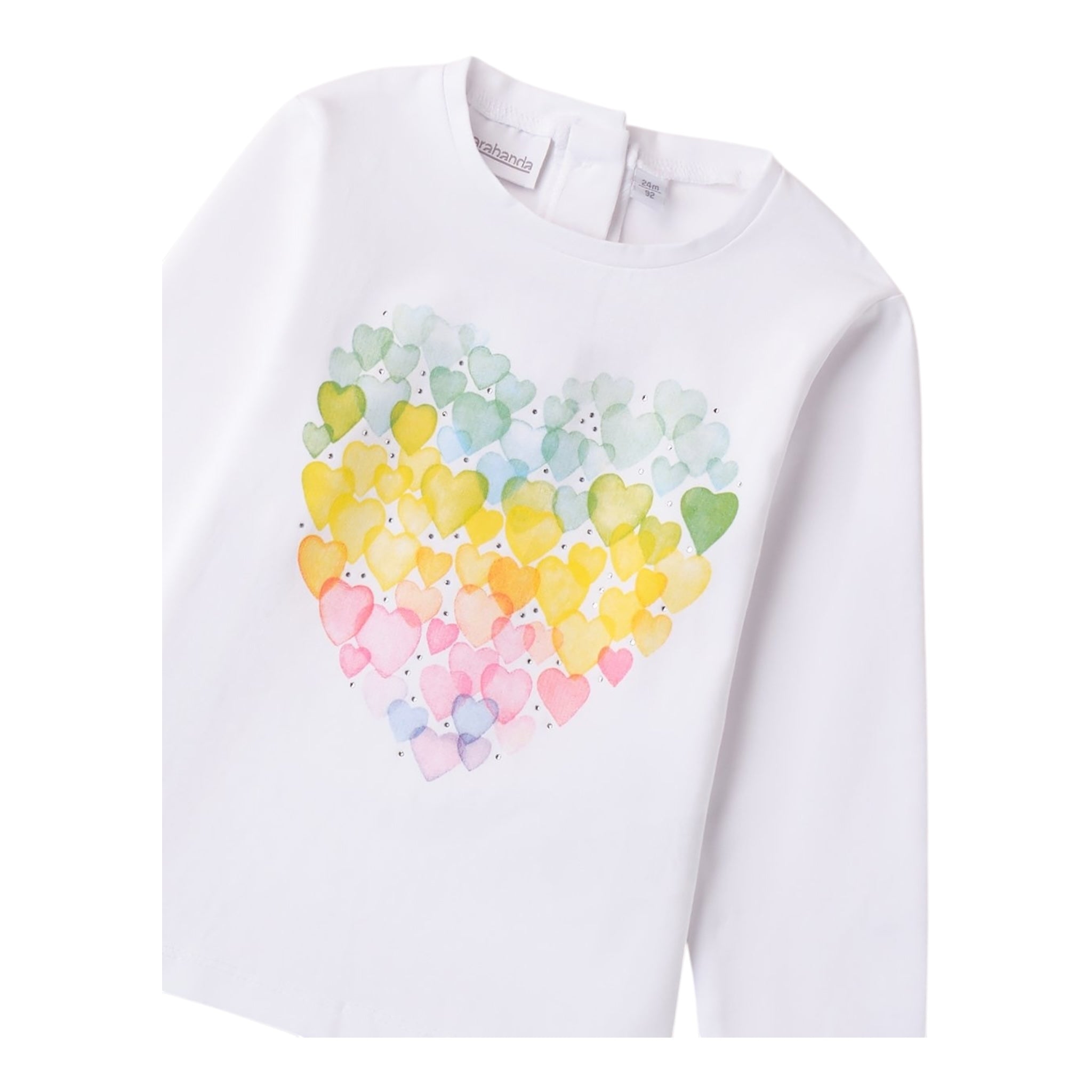 Sarabanda Shirt Girocollo Tinta Unita con Stampa per Bambina 0B206 BIANCO SARABANDA 