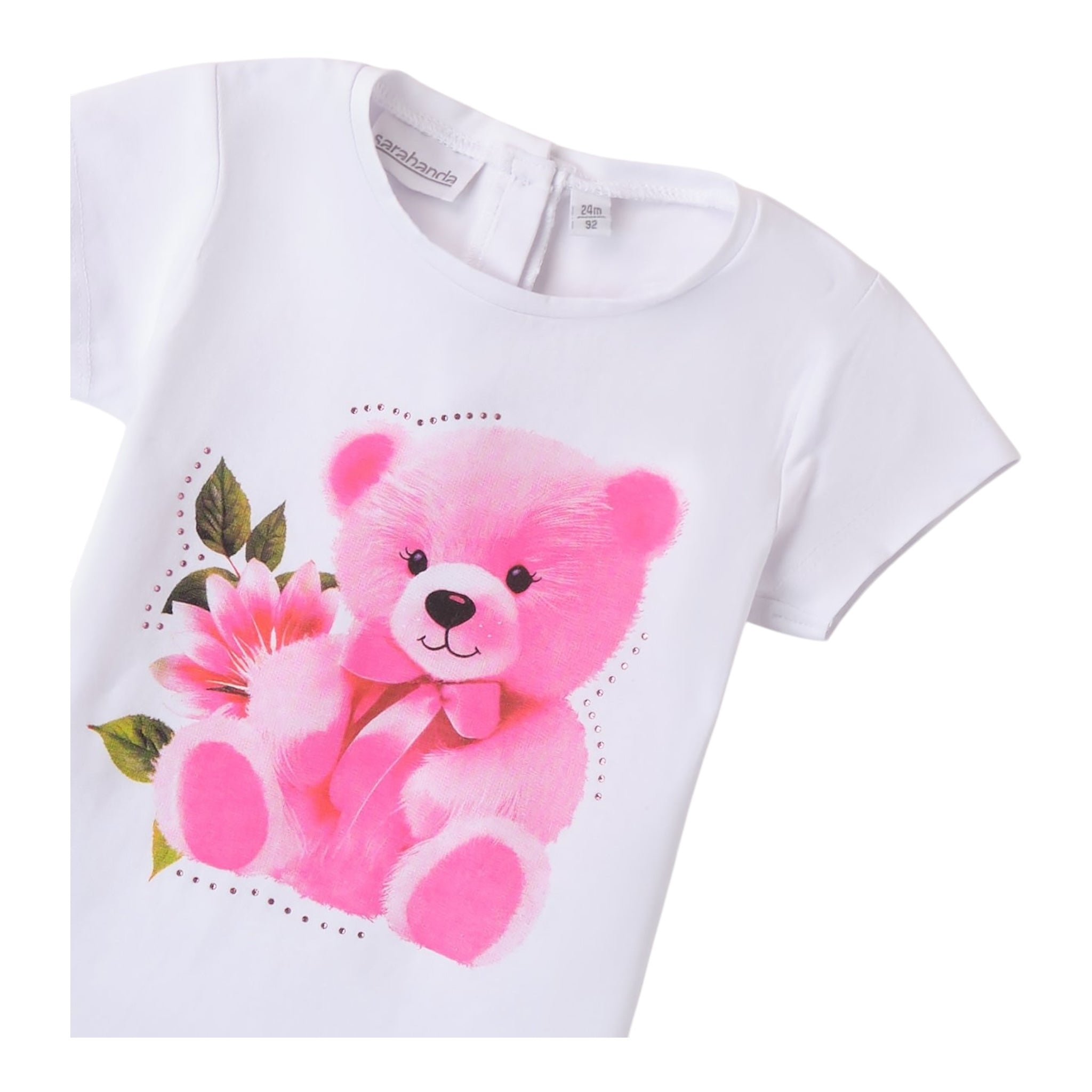 Sarabanda T-Shirt Girocollo Tinta Unita con Stampa per Neonata 0B208N BIANCO SARABANDA 