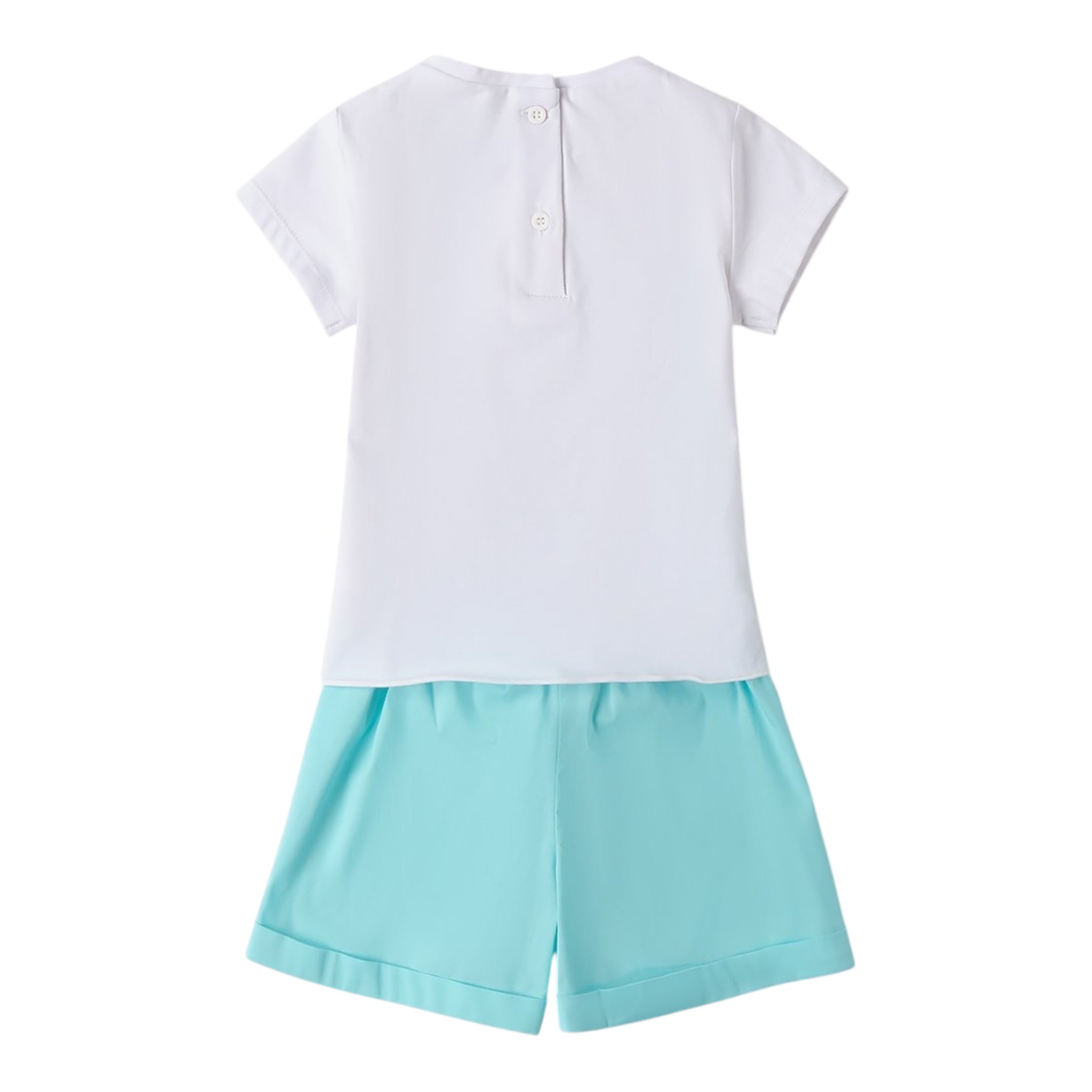 Sarabanda Completo 2 Pezzi T-Shirt-Short per Neonata 0B213N BIANCO/AZZURRO SARABANDA 