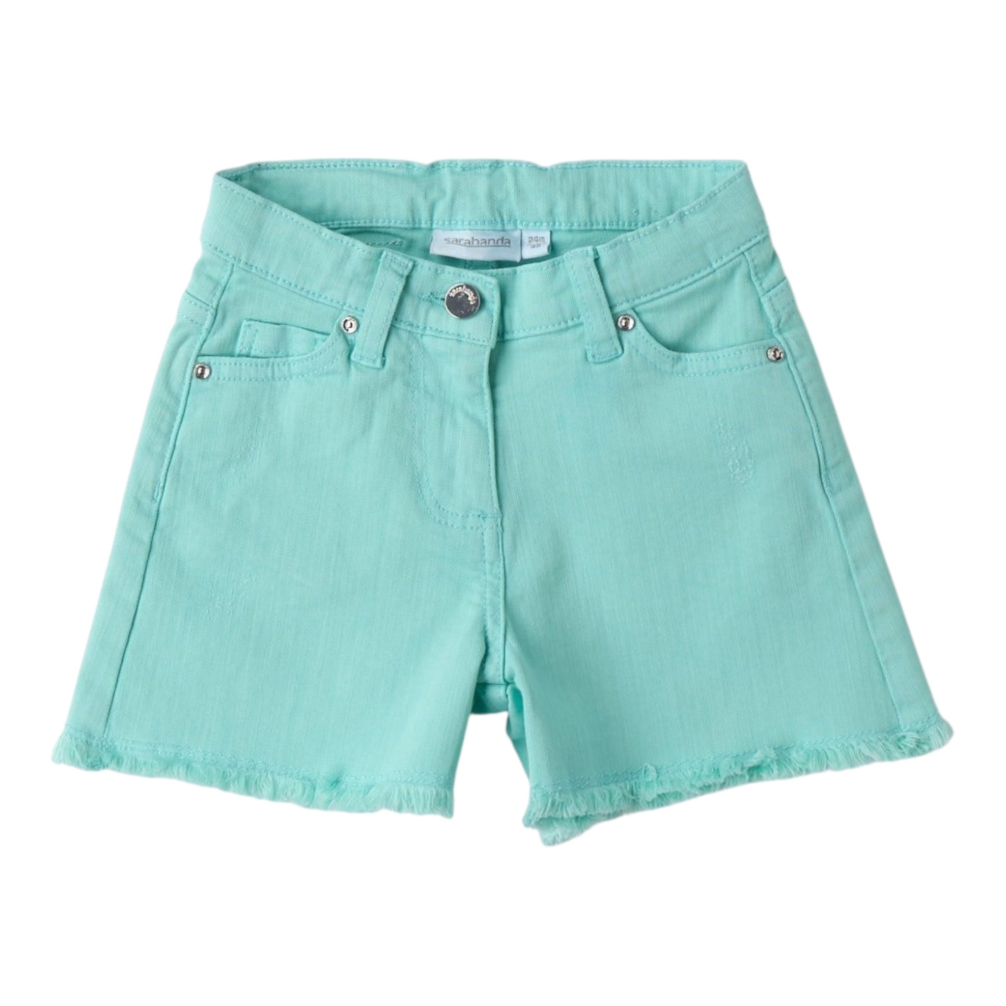 Sarabanda Short Tinta Unita con Girovita Regolabile per Neonata 0B222N VERDE ACQUA SARABANDA 