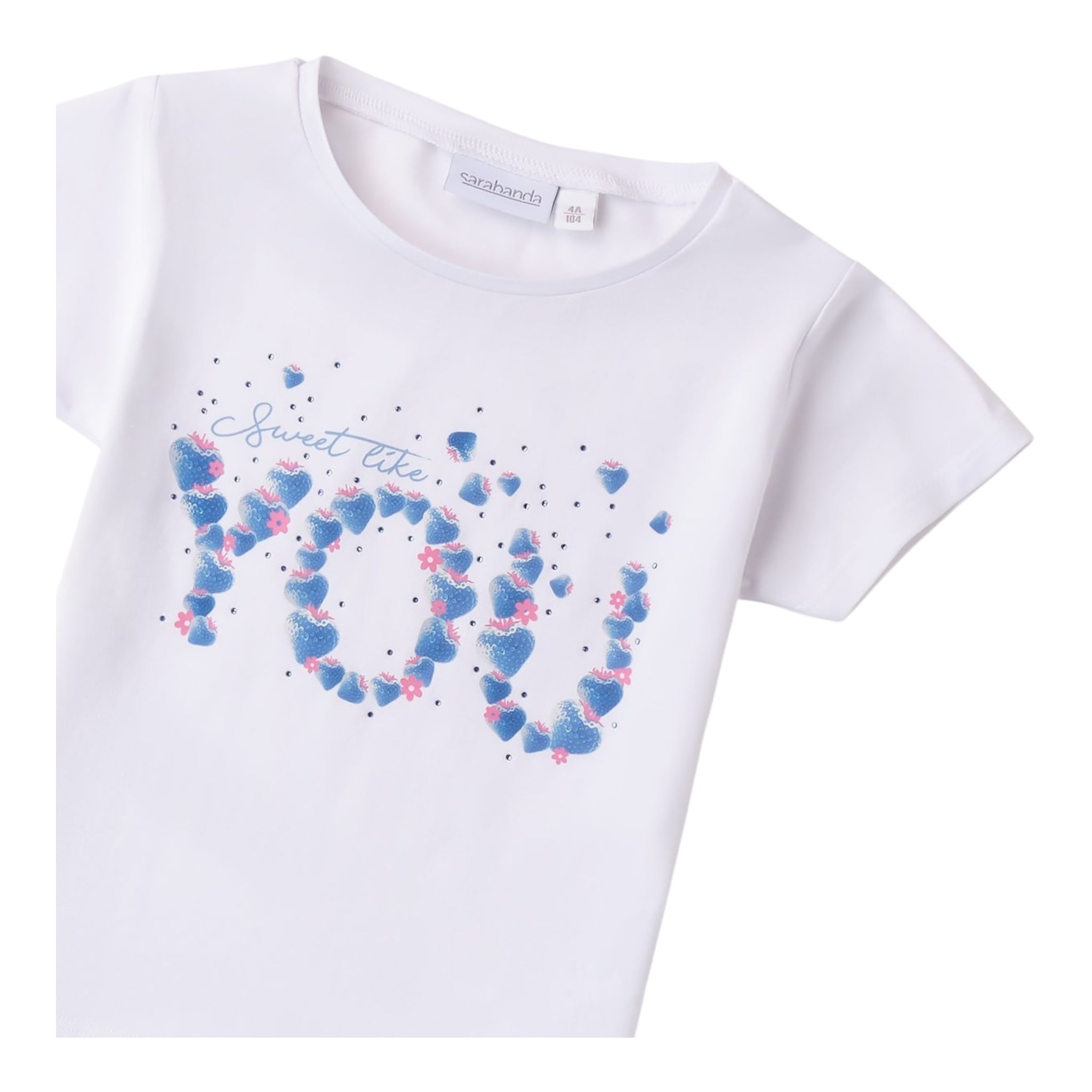 Sarabanda T-Shirt Girocollo Tinta Unita con Stampa per Neonata 0B312N BIANCO SARABANDA 