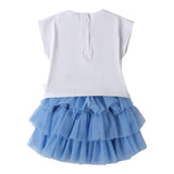 Sarabanda Completo 2 Pezzi T-Shirt-Gonna per Bambina 0B347 BIANCO SARABANDA 