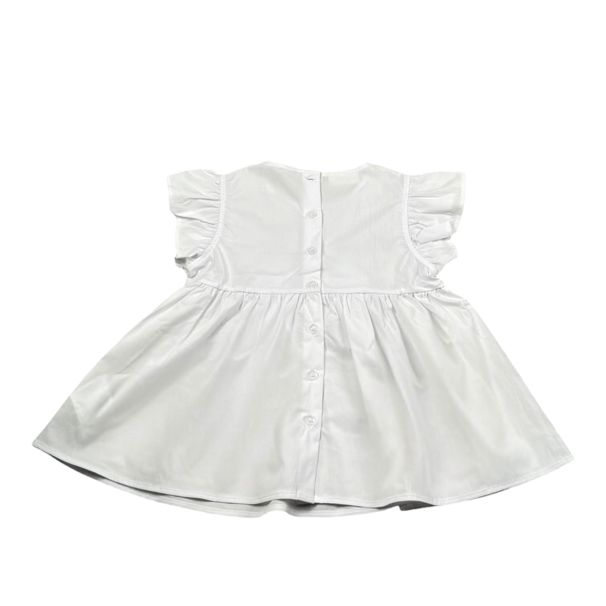 Sarabanda Camicia Tinta Unita con Balze per Bambina 0B358 BIANCO SARABANDA 