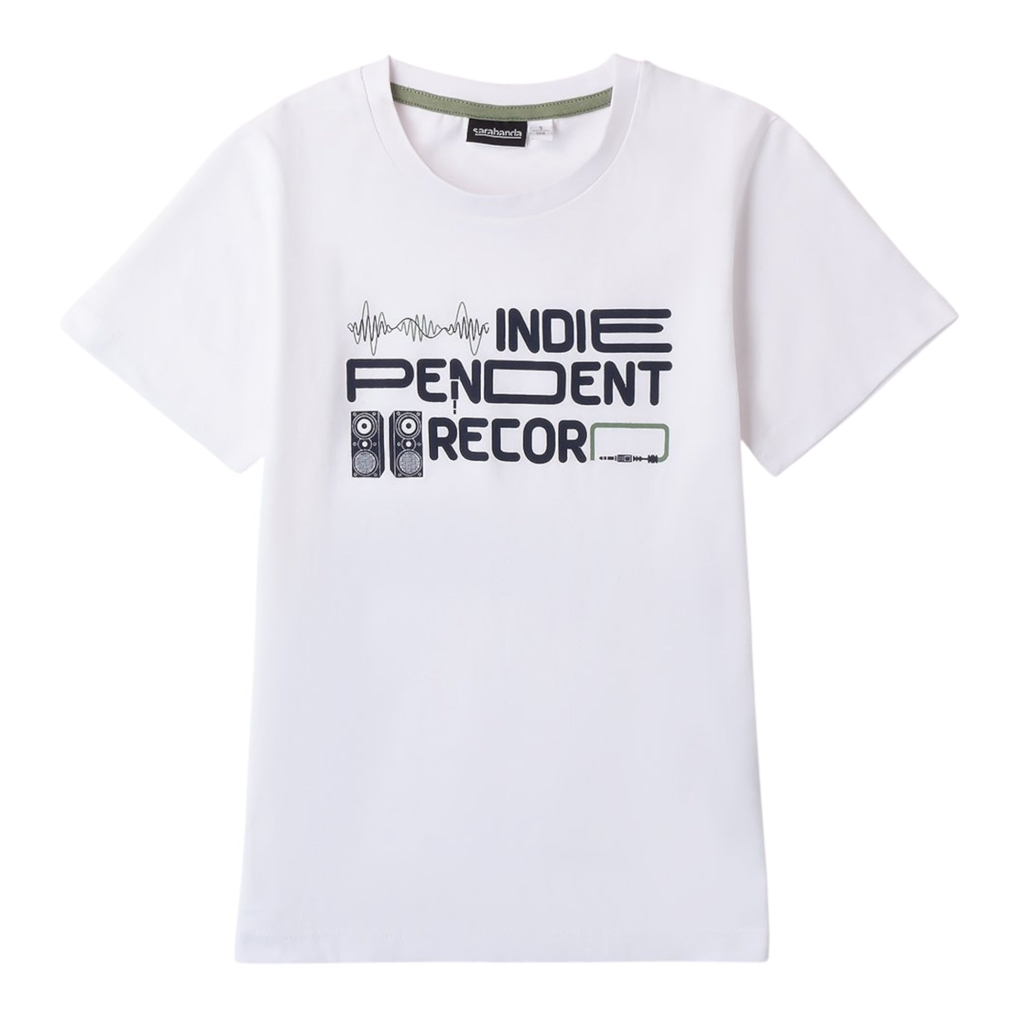 Sarabanda T-Shirt Girocollo Tinta Unita con Stampa per Bambino 0B602 BIANCO SARABANDA 