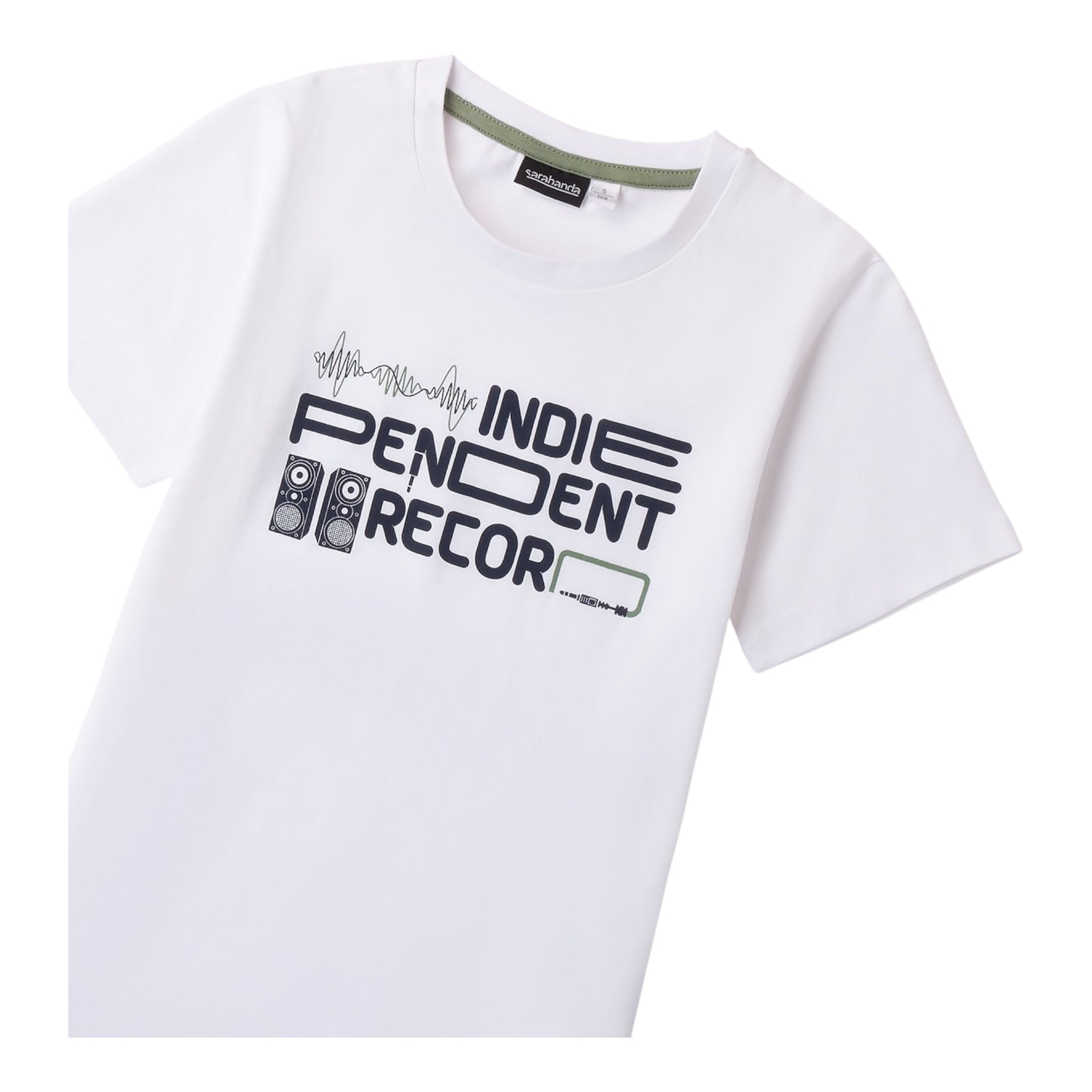 Sarabanda T-Shirt Girocollo Tinta Unita con Stampa per Bambino 0B602 BIANCO SARABANDA 