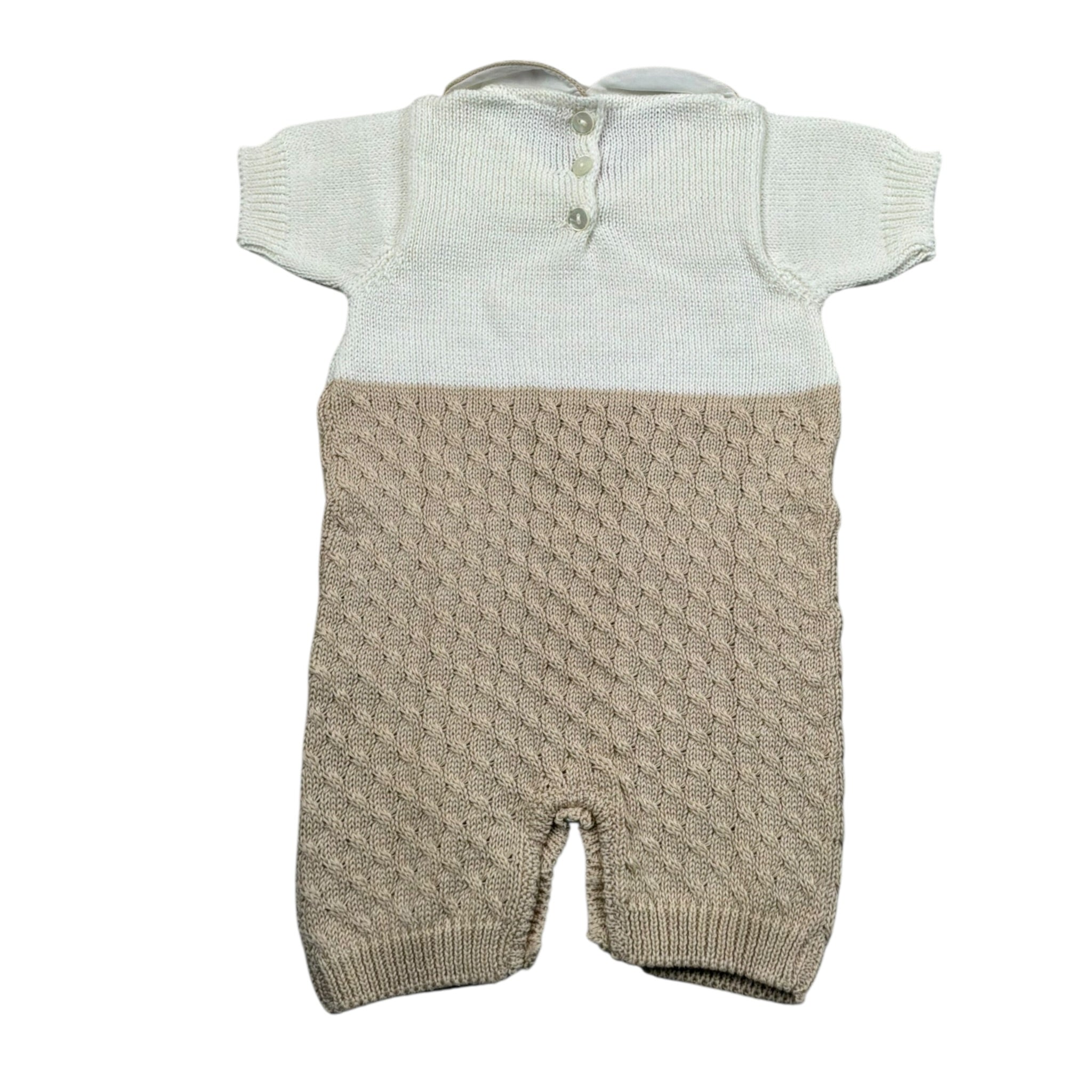 Scaldacuore pagliaccetto Bicolore Mezza Manica per Neonato TR02PE24 BIANCO/BEIGE SCALDACUORE 