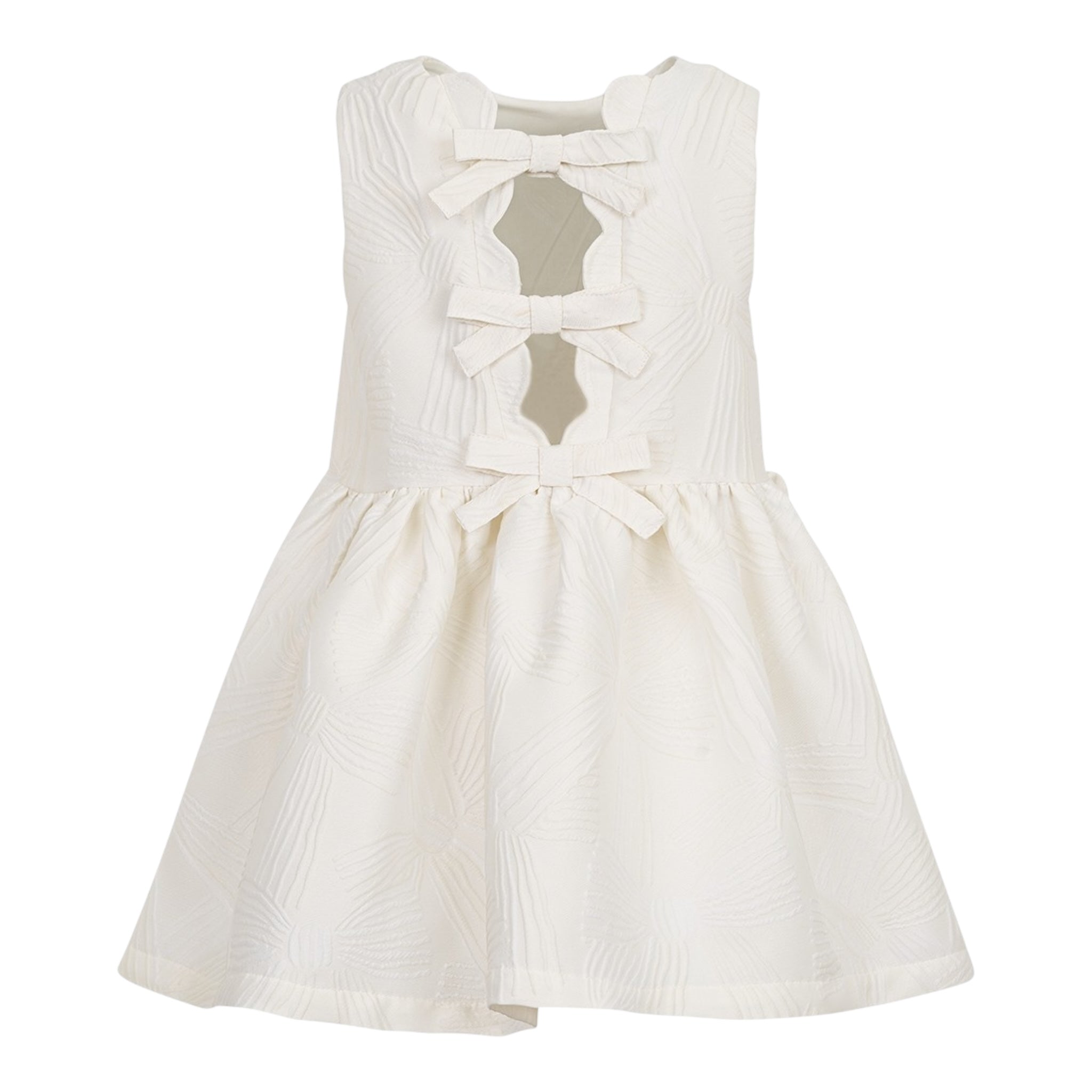 Simonetta Abito Tinta Unita Giromanica con Fiocco per Bambina SW1A82 BIANCO SIMONETTA 