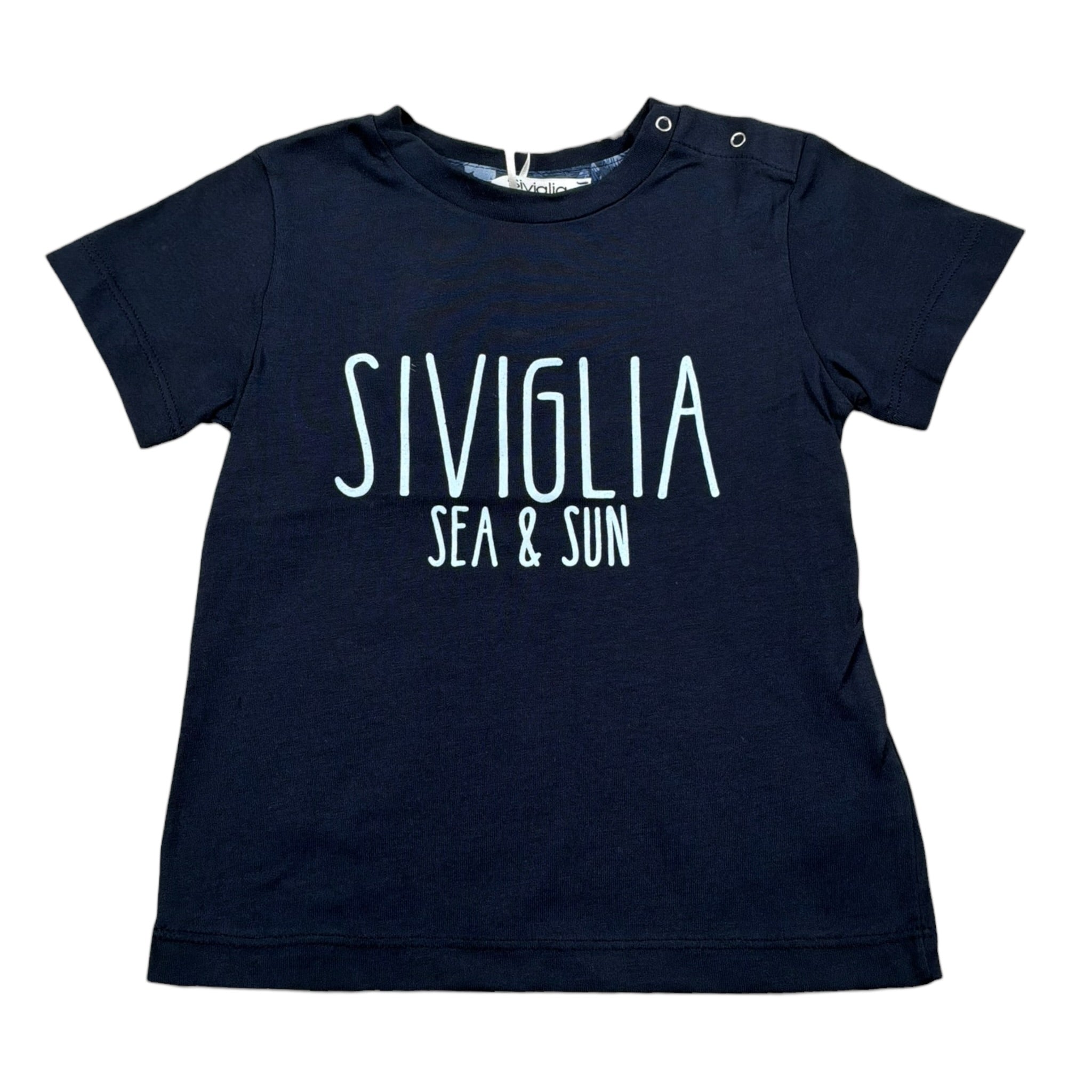 Siviglia T-Shirt Girocollo Tinta Unita con Stampa per Neonato SVNTS17286 BLU SIVIGLIA 