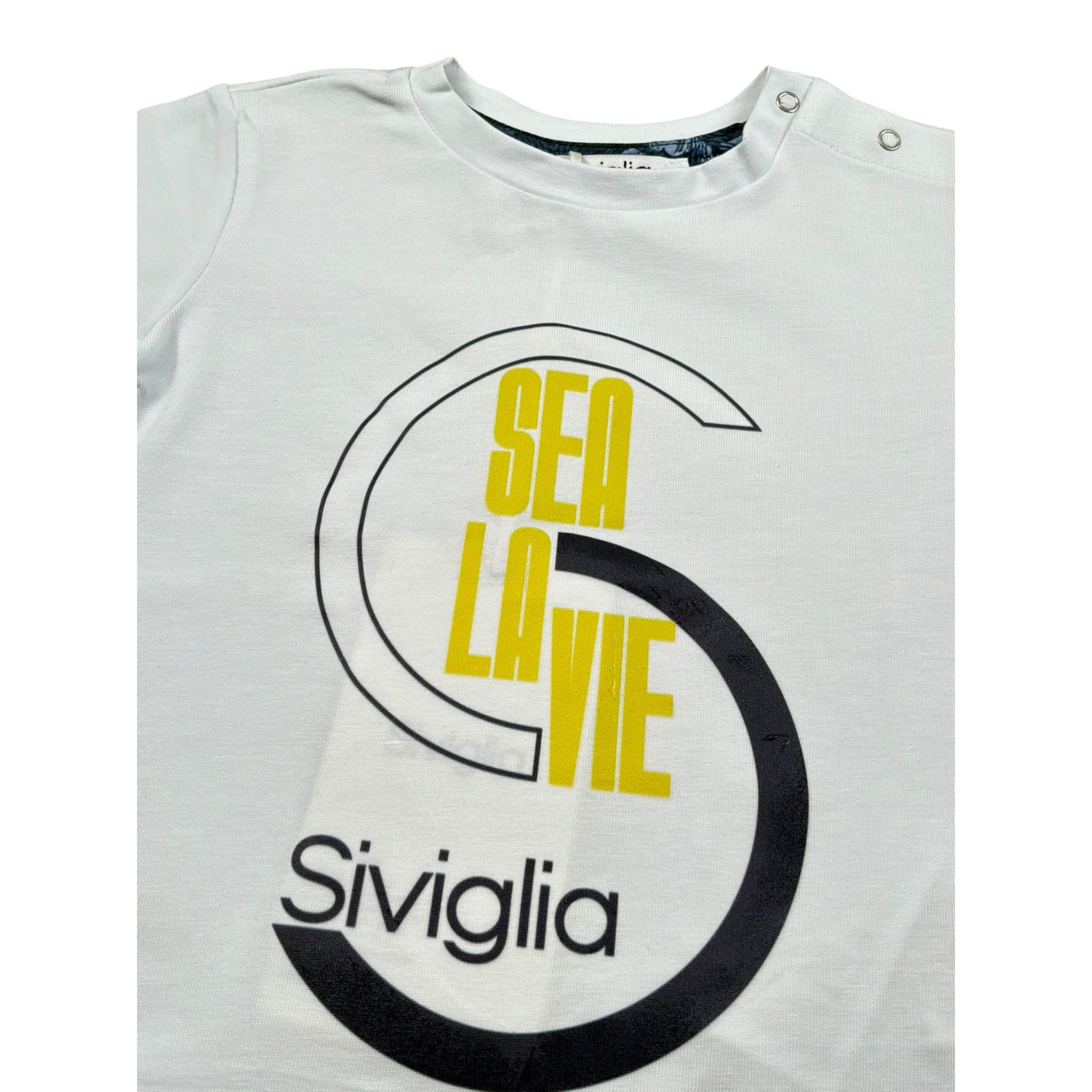 Siviglia T-Shirt Girocollo Tinta Unita con Stampa per Neonato SVNTS17289 BIANCO SIVIGLIA 