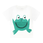 Stella Mccartney T-Shirt Girocollo Tinta Unita con Stampe Rana per Bambino TW8541J BIANCO STELLA McCARTNEY 