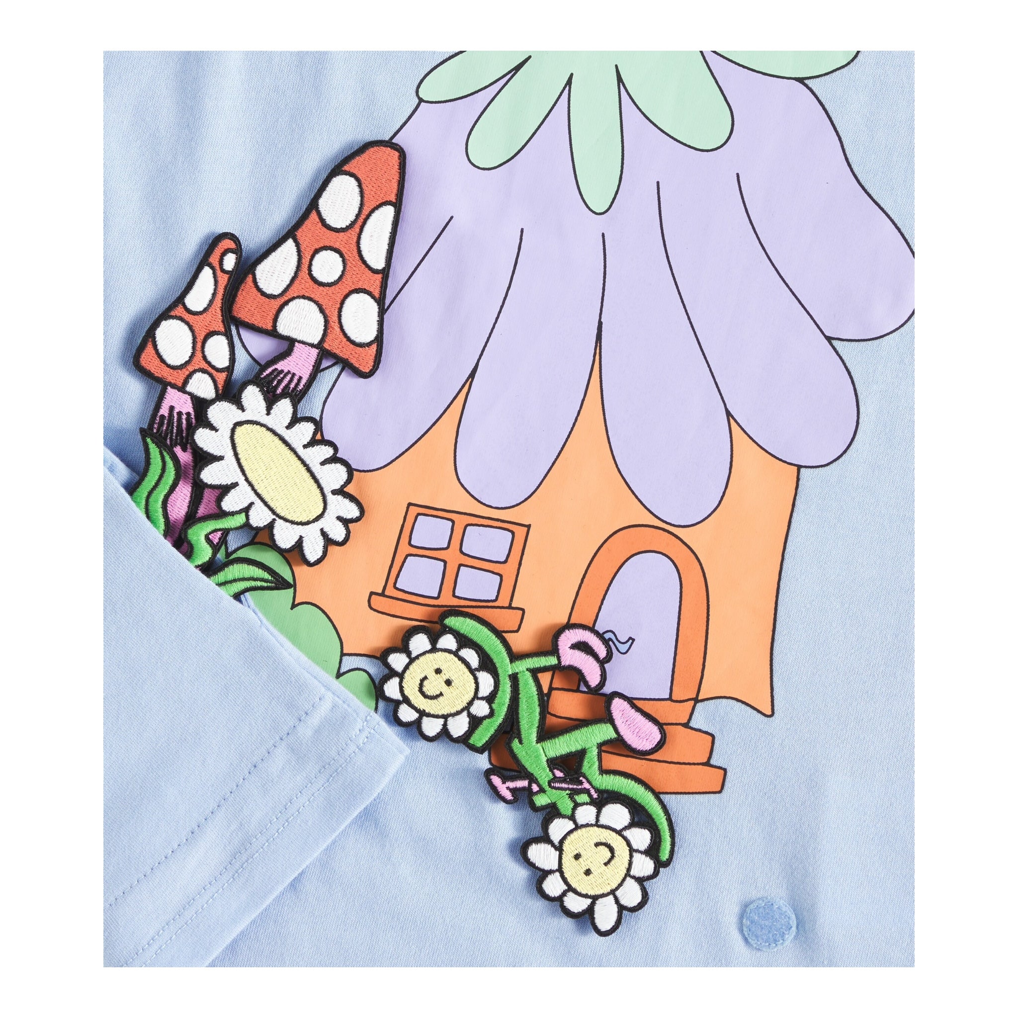 Stella Mccartney T-Shirt Girocollo Tinta Unita con Stampa E Applicazioni per Bambina TW8A51 AZZURRO STELLA McCARTNEY 