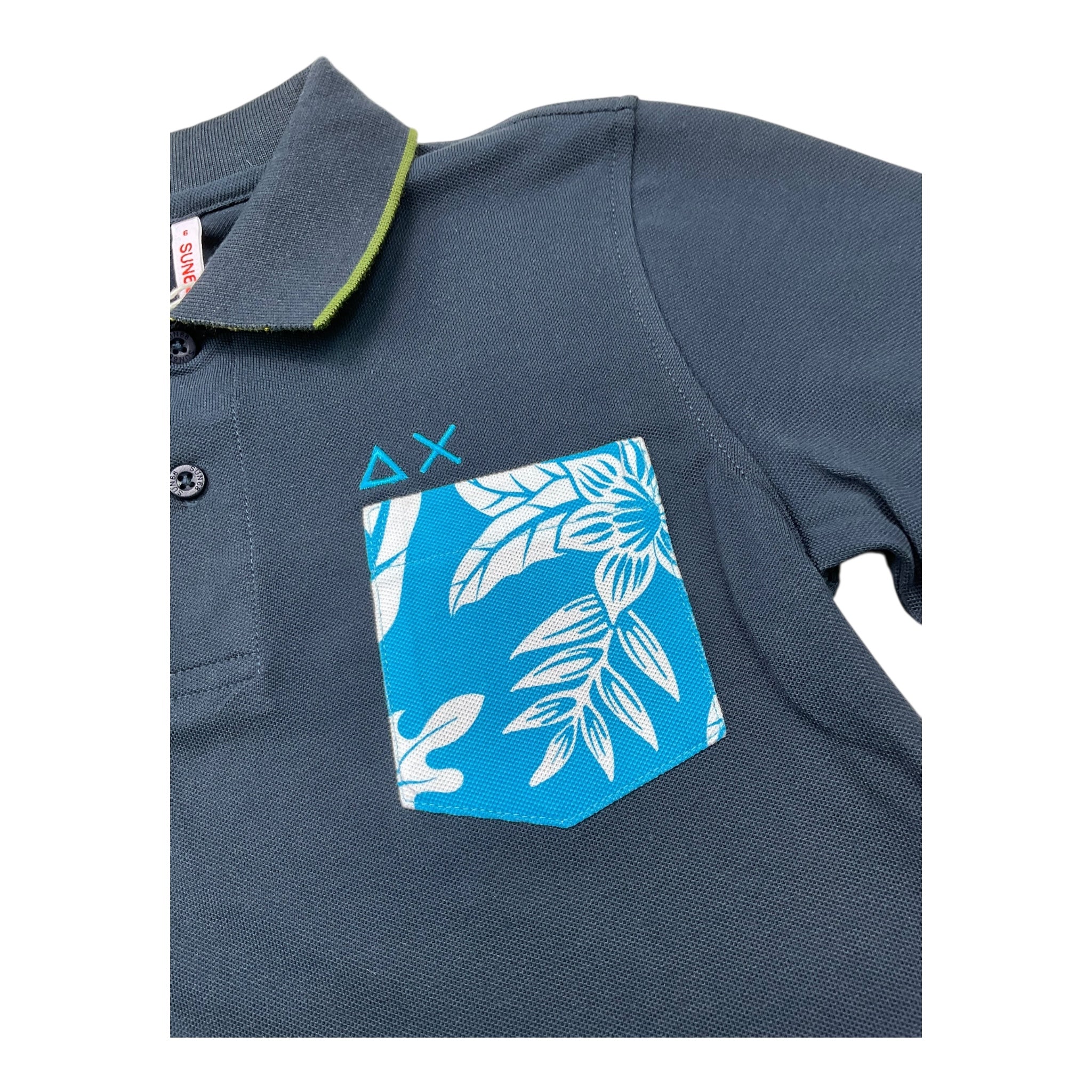 Sun68 Polo Mezza Manica Tinta Unita per Bambino CPA35327 BLU SUN68 
