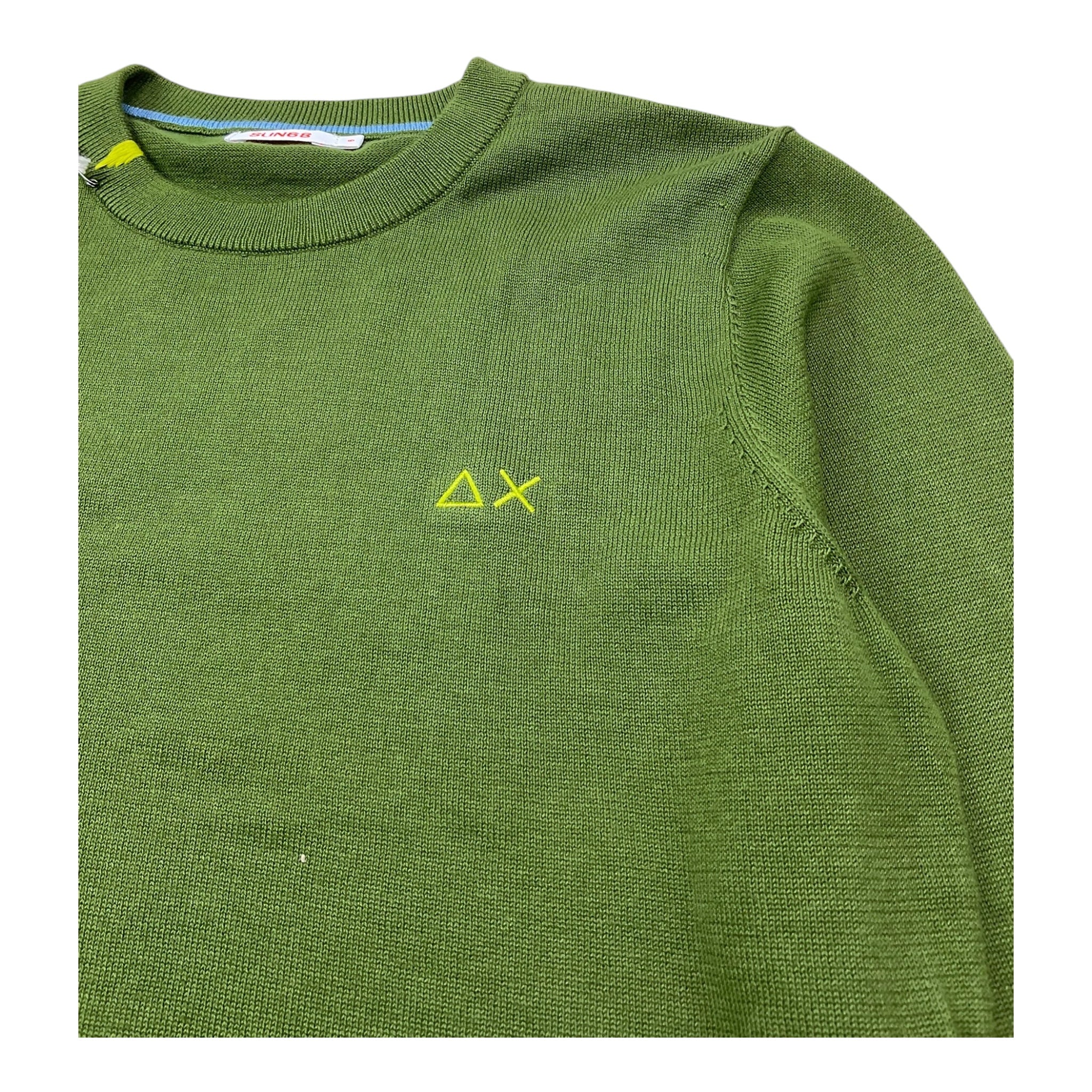 Sun68 Maglia Girocollo Tinta Unita con Logo per Bambino CPK35301 VERDE SUN68 