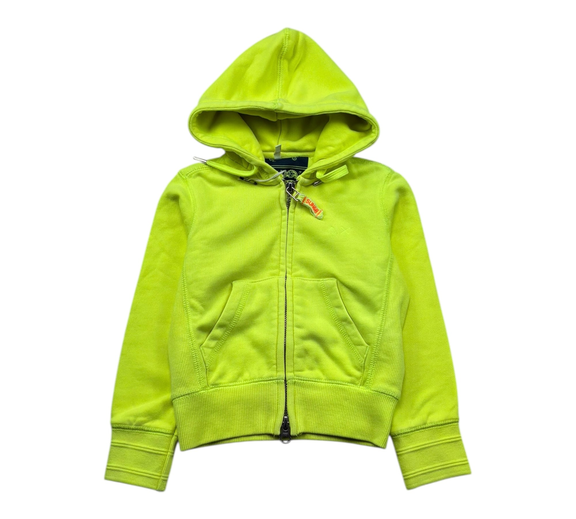 Sun68 Felpa con Zip E Cappuccio Tinta Unita per Neonato F31304N GIALLO FLUO SUN68 