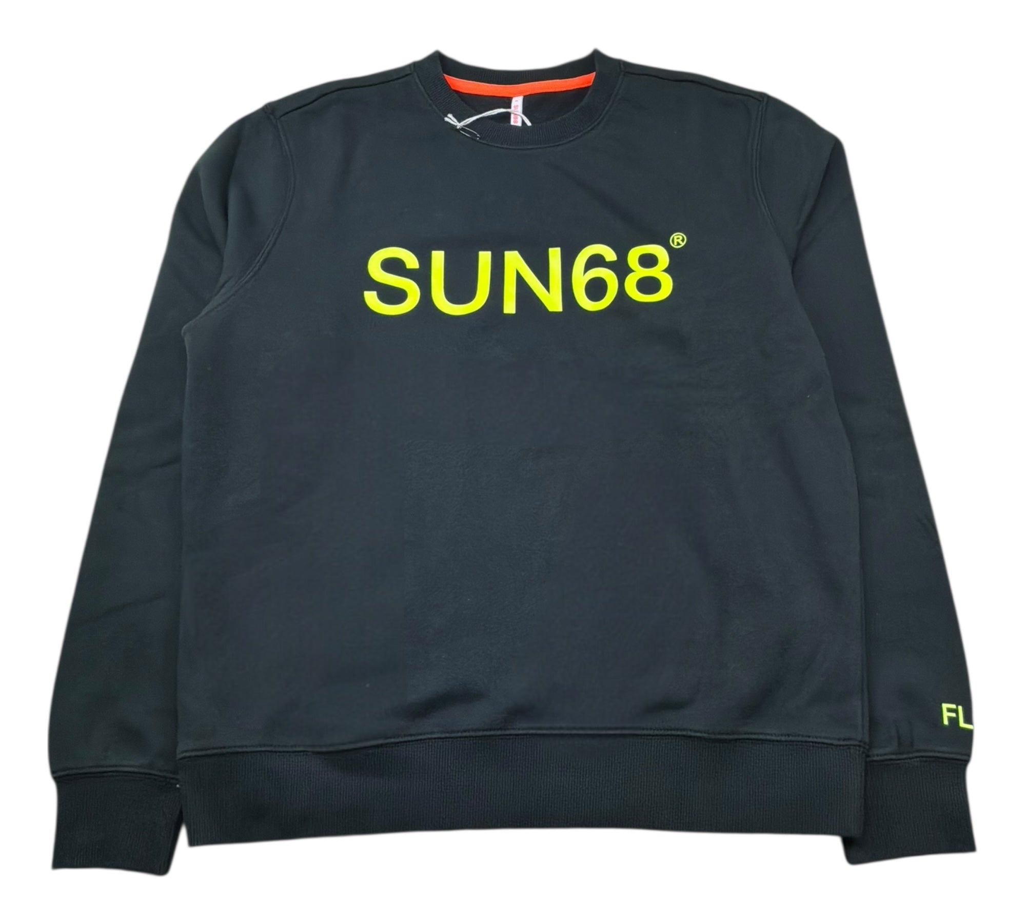 Sun68 Felpa Chiusa Girocollo Tinta Unita con Logo per Bambino F31310 NERO SUN68 