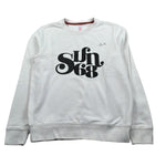 Sun68 Felpa Chiusa Girocollo tinta unita con Stampa Bianco per Bambino FLSP6 BIANCO SUN68 