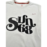 Sun68 Felpa Chiusa Girocollo tinta unita con Stampa Bianco per Bambino FLSP6 BIANCO SUN68 
