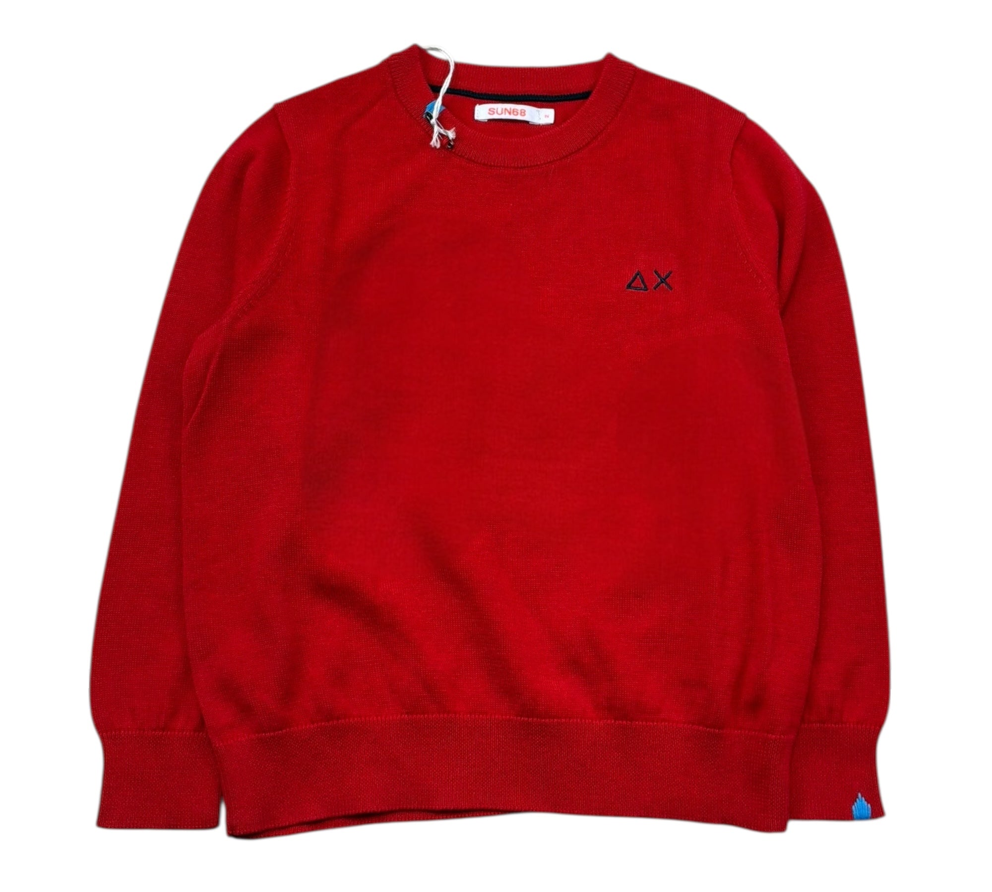 Sun68 Maglia Girocollo Tinta Unita con Logo per Bambino K33301 ROSSO SUN68 