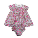 Teddy E Minou Set Abito-Coulotte Tinta Unita con Fantasia Fiori per Neonata E25AB023C0000 BIANCO TEDDY E MINOU 