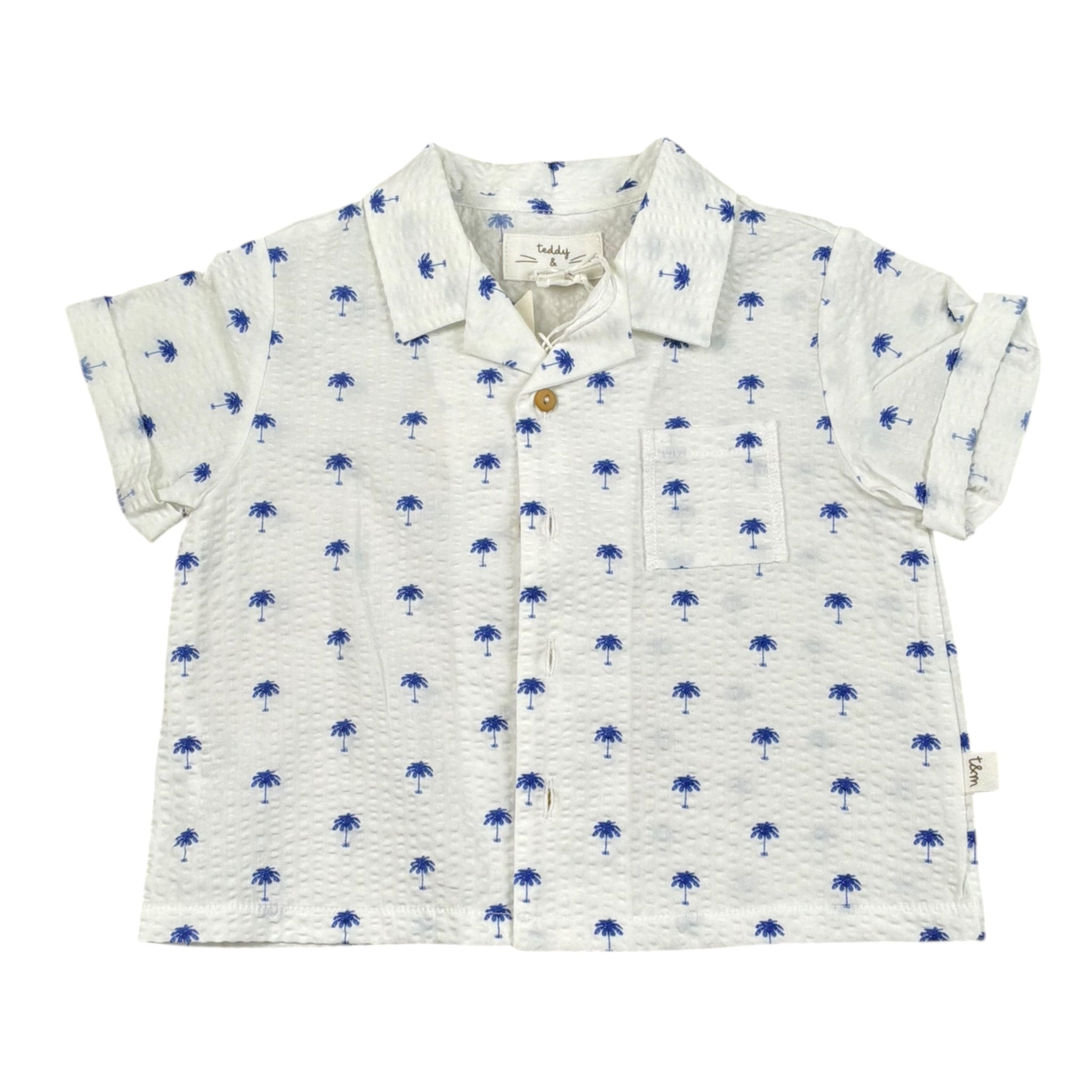 Teddy E Minou Camicia Tinta Unita con Stampa per Neonato E25CI010C4025 BIANCO TEDDY E MINOU 
