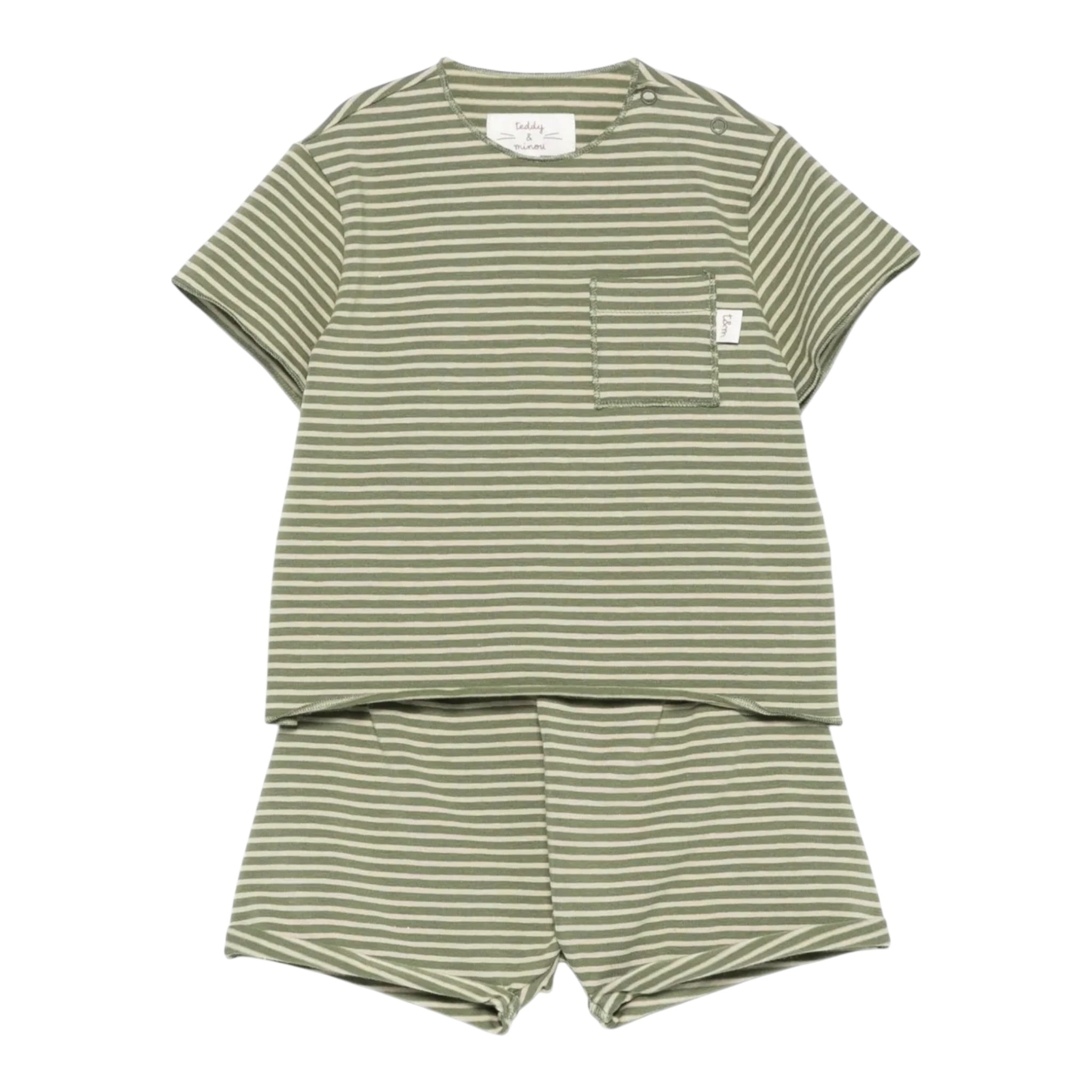 Teddy E Minou Completo 2 Pezzi T-Shirt-Bermuda Tinta Unita per Neonato E25CP074M1031 VERDE TEDDY E MINOU 