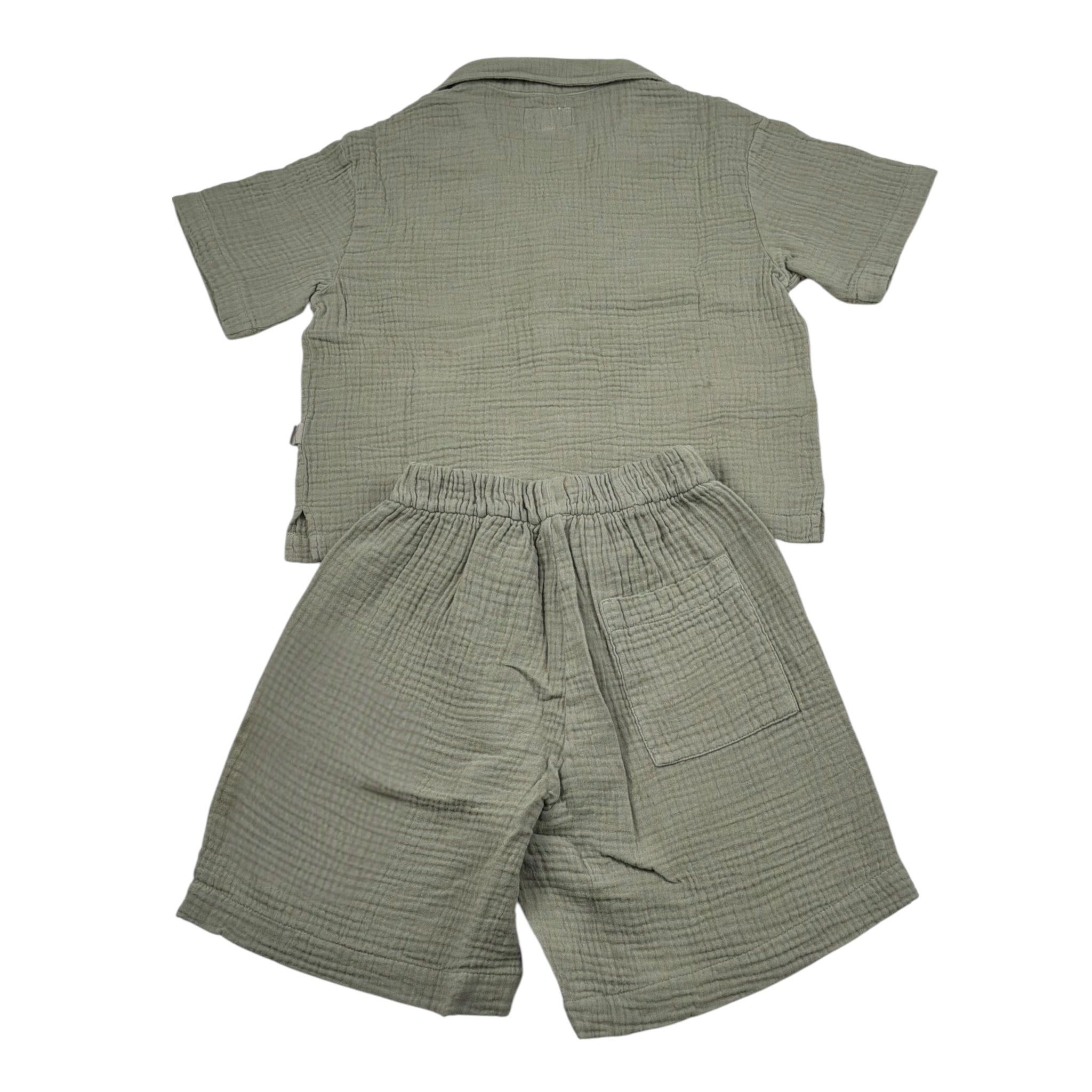 Teddy E Minou Completo 2 Pezzi Camicia-Bermuda Tinta Unita per Bambino E25CP075C6041X VERDE TEDDY E MINOU 