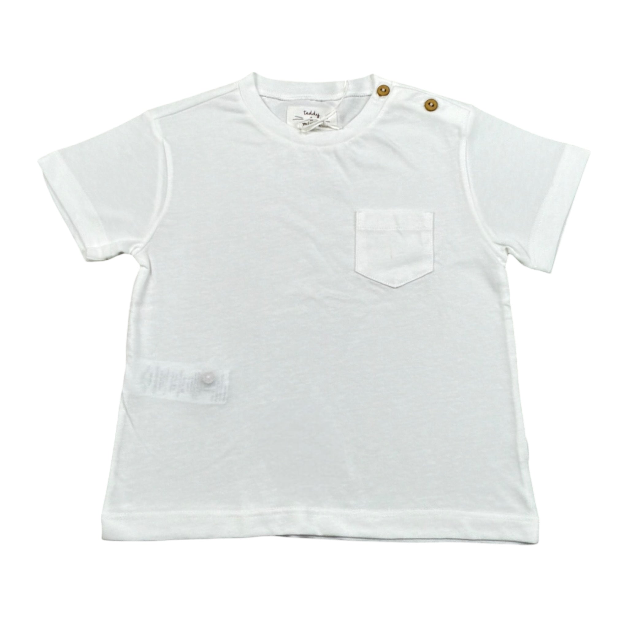 Teddy E Minou T-Shirt Girocollo Tinta Unita per Neonato E25SH015M0170 BIANCO TEDDY E MINOU 