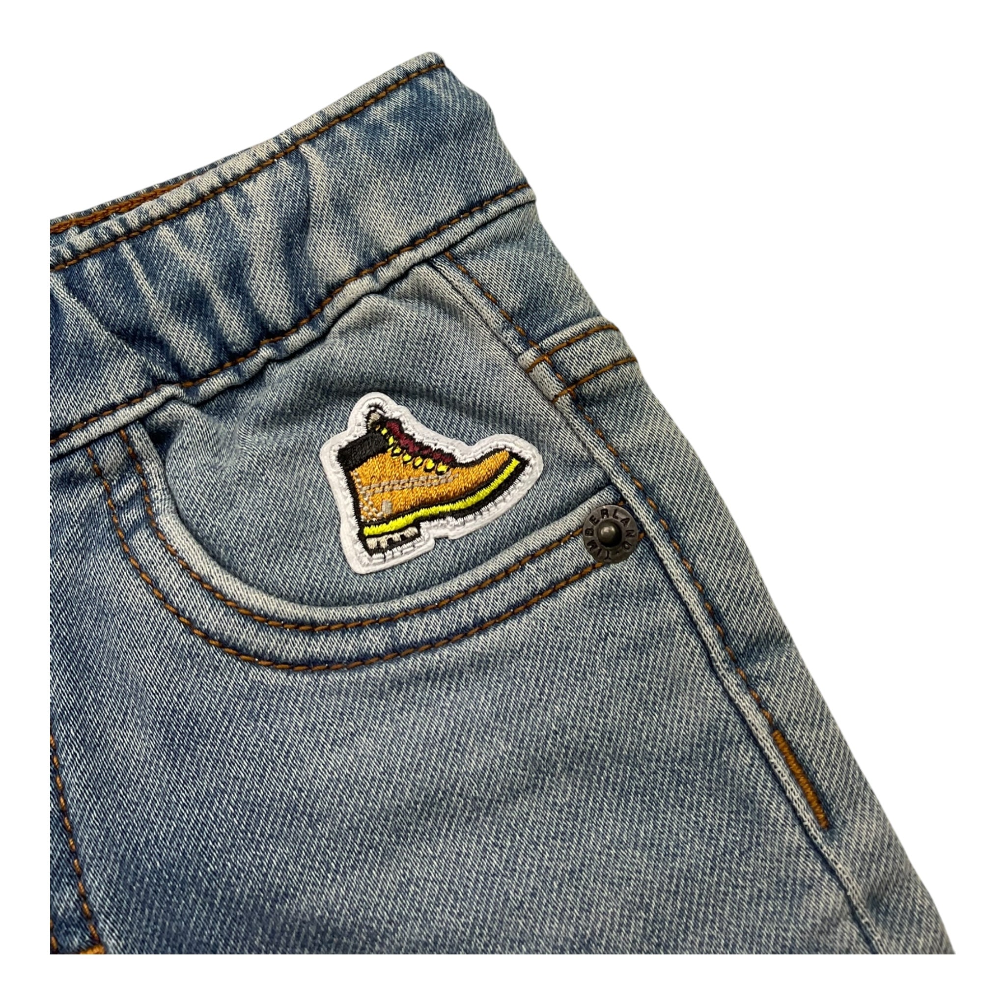 Timberland Bermuda In Denim Tinta Unita con Elastico In Vita per Neonato 22471 BLU TIMBERLAND 