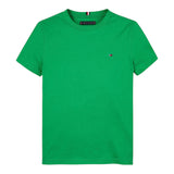 Tommy Hilfiger T-Shirt Girocollo Tinta Unita con Logo per Neonato KB0KB06879XN VERDE TOMMY HILFIGER 