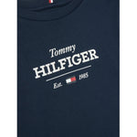 Tommy Hilfiger T-Shirt Girocollo Tinta Unita con Logo per Bambino KB0KB09356 BLU TOMMY HILFIGER 