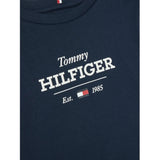 Tommy Hilfiger T-Shirt Girocollo Tinta Unita con Logo per Bambino KB0KB09356 BLU TOMMY HILFIGER 