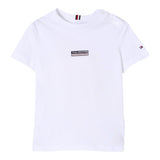 Tommy Hilfiger T-Shirt Girocollo Tinta Unita con Logo per Bambino KB0KB09362 BIANCO TOMMY HILFIGER 