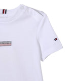 Tommy Hilfiger T-Shirt Girocollo Tinta Unita con Logo per Bambino KB0KB09362 BIANCO TOMMY HILFIGER 
