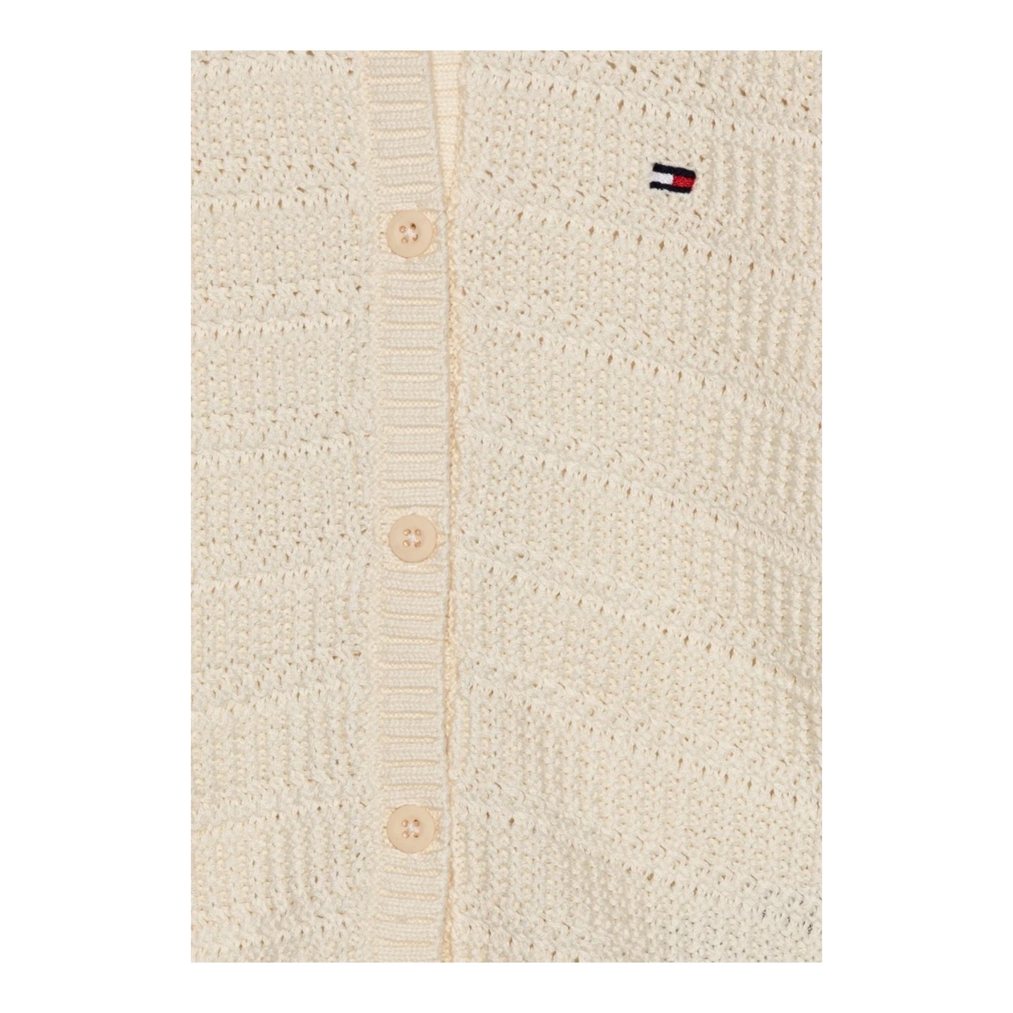 Tommy Hilfiger Cardigan Tinta Unita con Trafori per Bambina KG0KG07766 PANNA TOMMY HILFIGER 