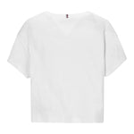 Tommy Hilfiger T-Shirt Girocollo Tinta Unita con Logo per Bambino KG0KG08555 BIANCO TOMMY HILFIGER 