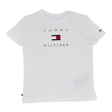 Tommy Hilfiger T-Shirt Girocollo Tinta Unita con Logo per Neonata KN0KN01429 BIANCO TOMMY HILFIGER 
