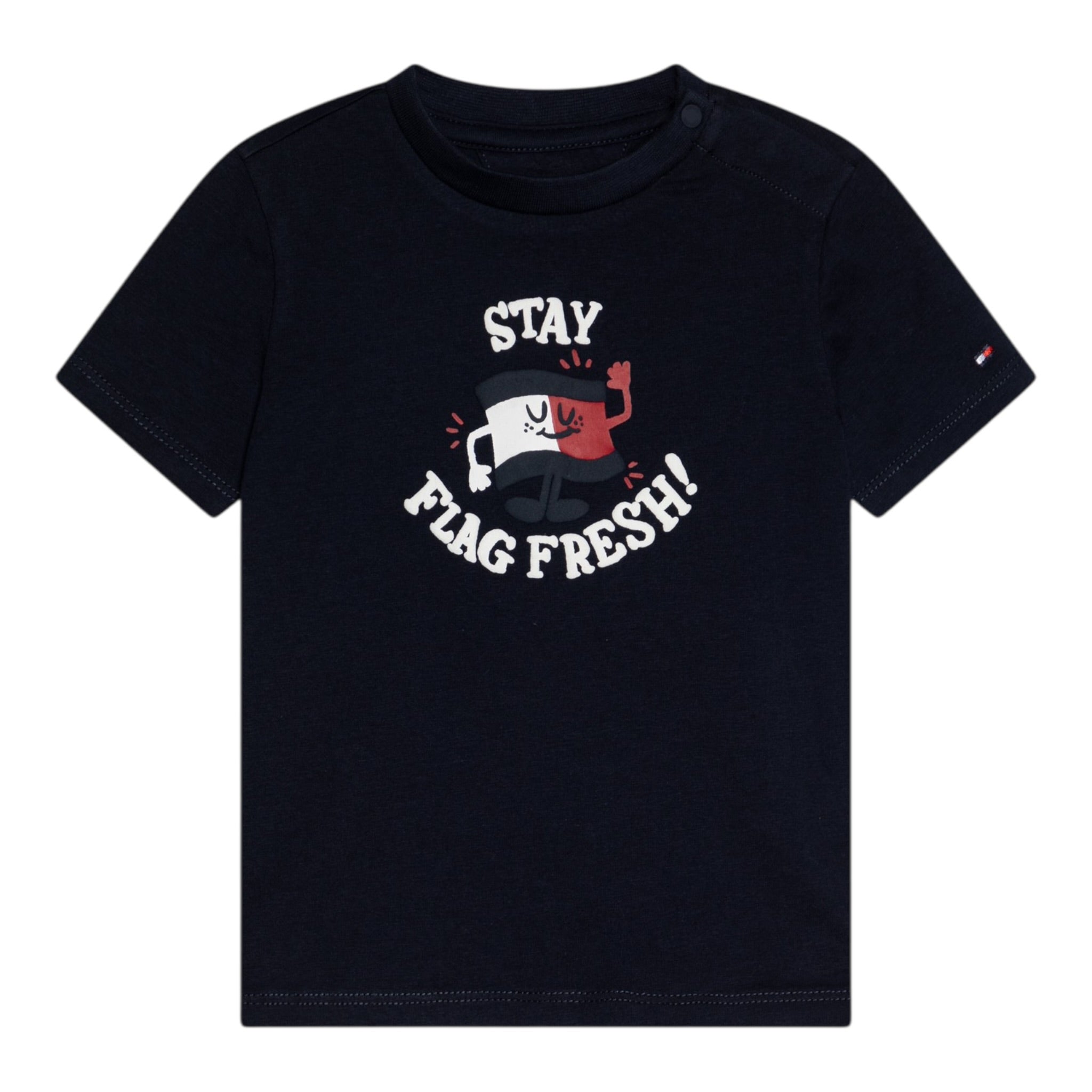 Tommy Hilfiger T-Shirt Girocollo Tinta Unita con Logo per Neonato KN0KN02024X BLU TOMMY HILFIGER 