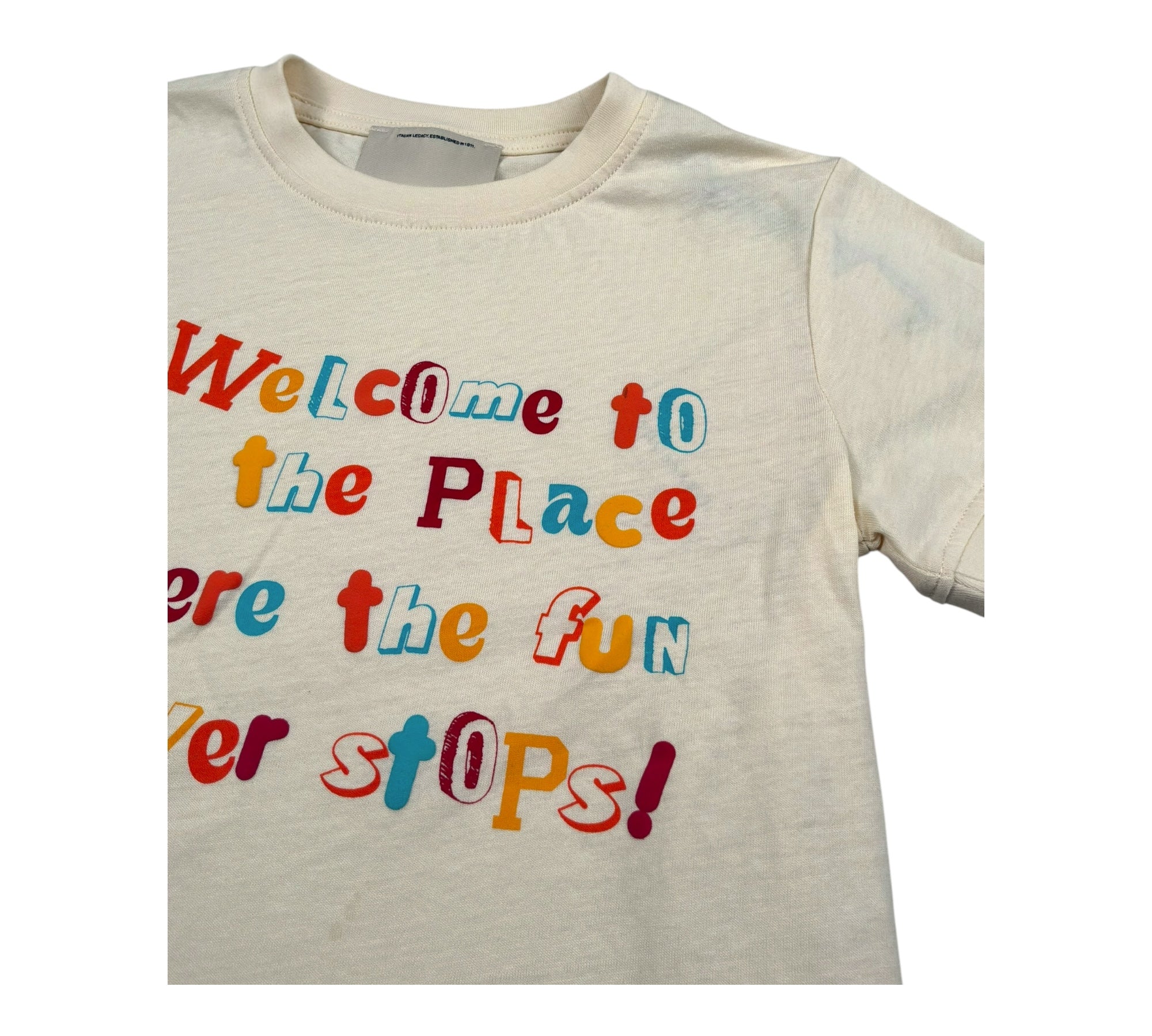 Trussardi T-Shirt Girocollo Tinta Unita con Stampe per Bambino TBP2089TS BEIGE TRUSSARDI 