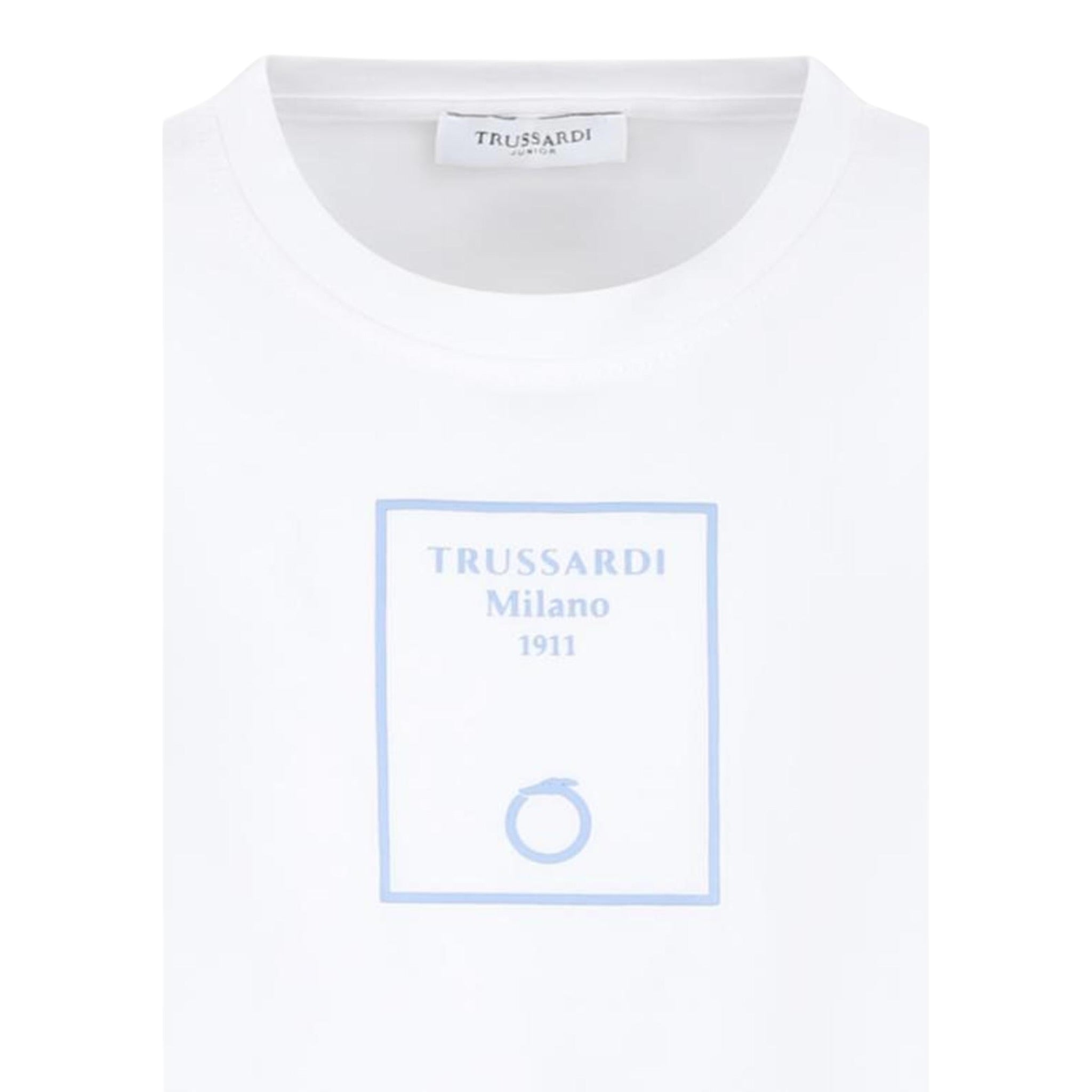 Trussardi T-Shirt Girocollo Tinta Unita con Stampa per Bambino TBP25025TS BIANCO TRUSSARDI 