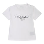 Trussardi T-Shirt Girocollo Tinta Unita con Stampa per Bambino TBP25043TS BIANCO TRUSSARDI 