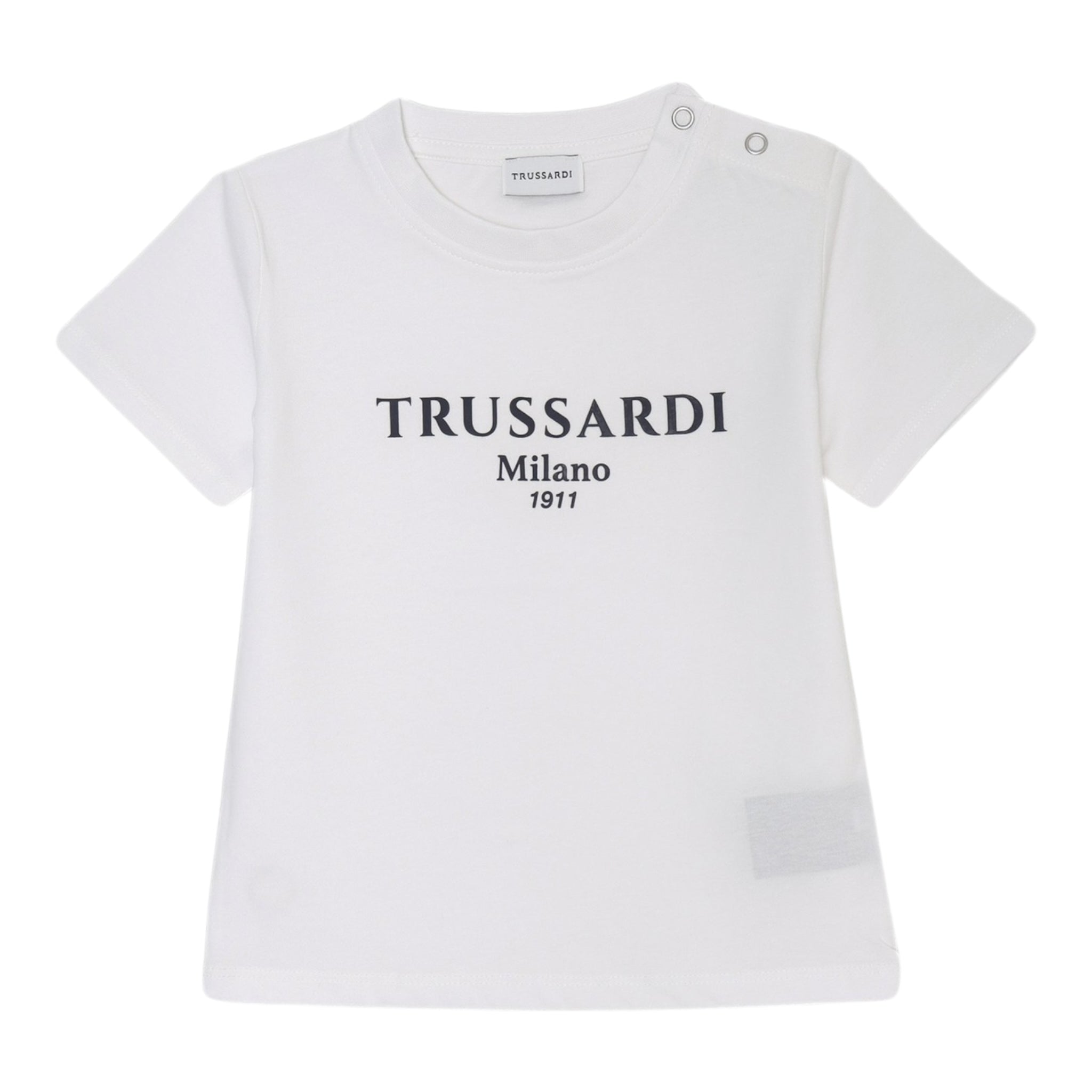 Trussardi T-Shirt Girocollo Tinta Unita con Stampa per Bambino TBP25043TS BIANCO TRUSSARDI 