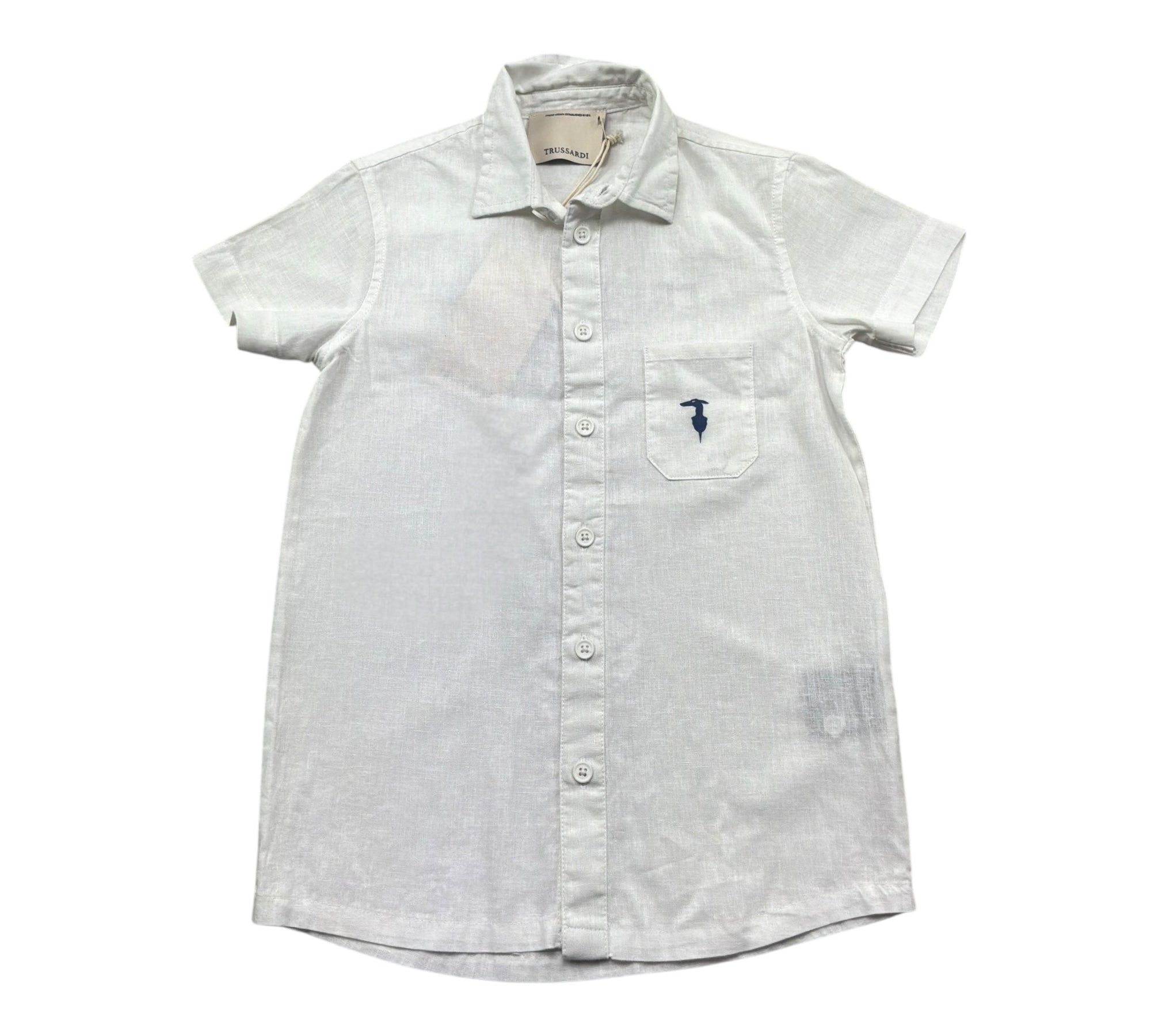 Trussardi Camicia Mezza Manica Tinta Unita con Taschino per Bambino TBP26007CA BIANCO TRUSSARDI 