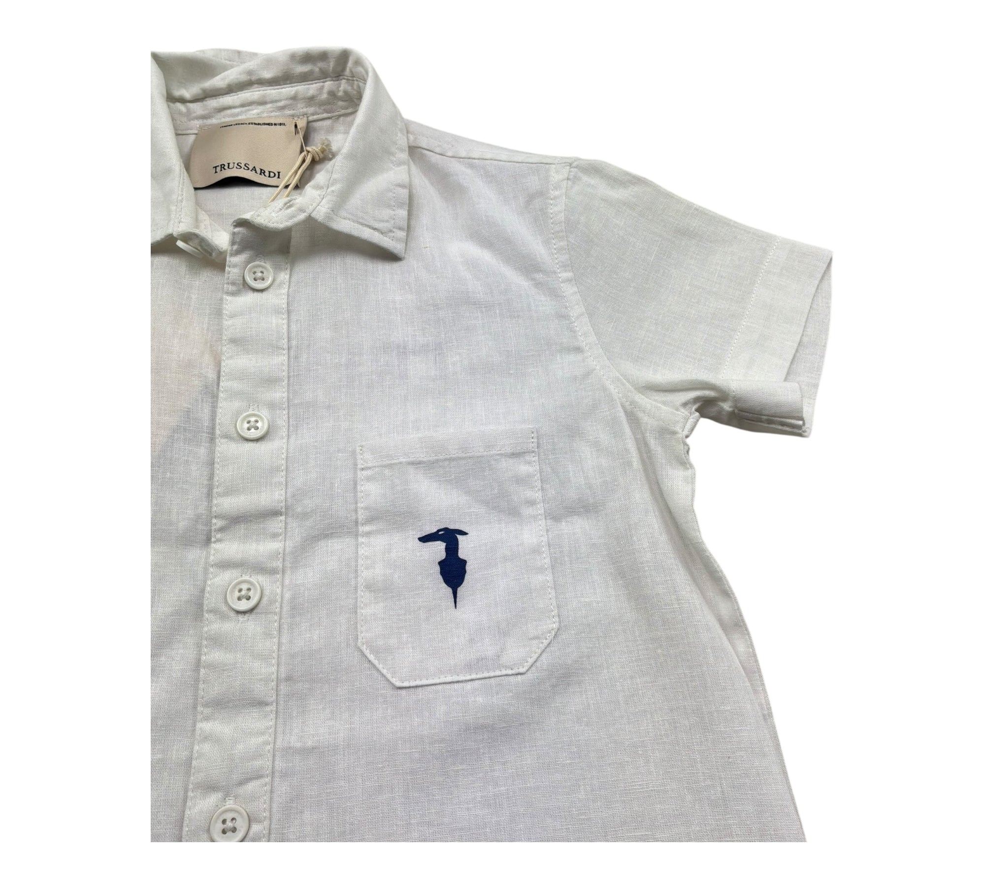 Trussardi Camicia Mezza Manica Tinta Unita con Taschino per Bambino TBP26007CA BIANCO TRUSSARDI 
