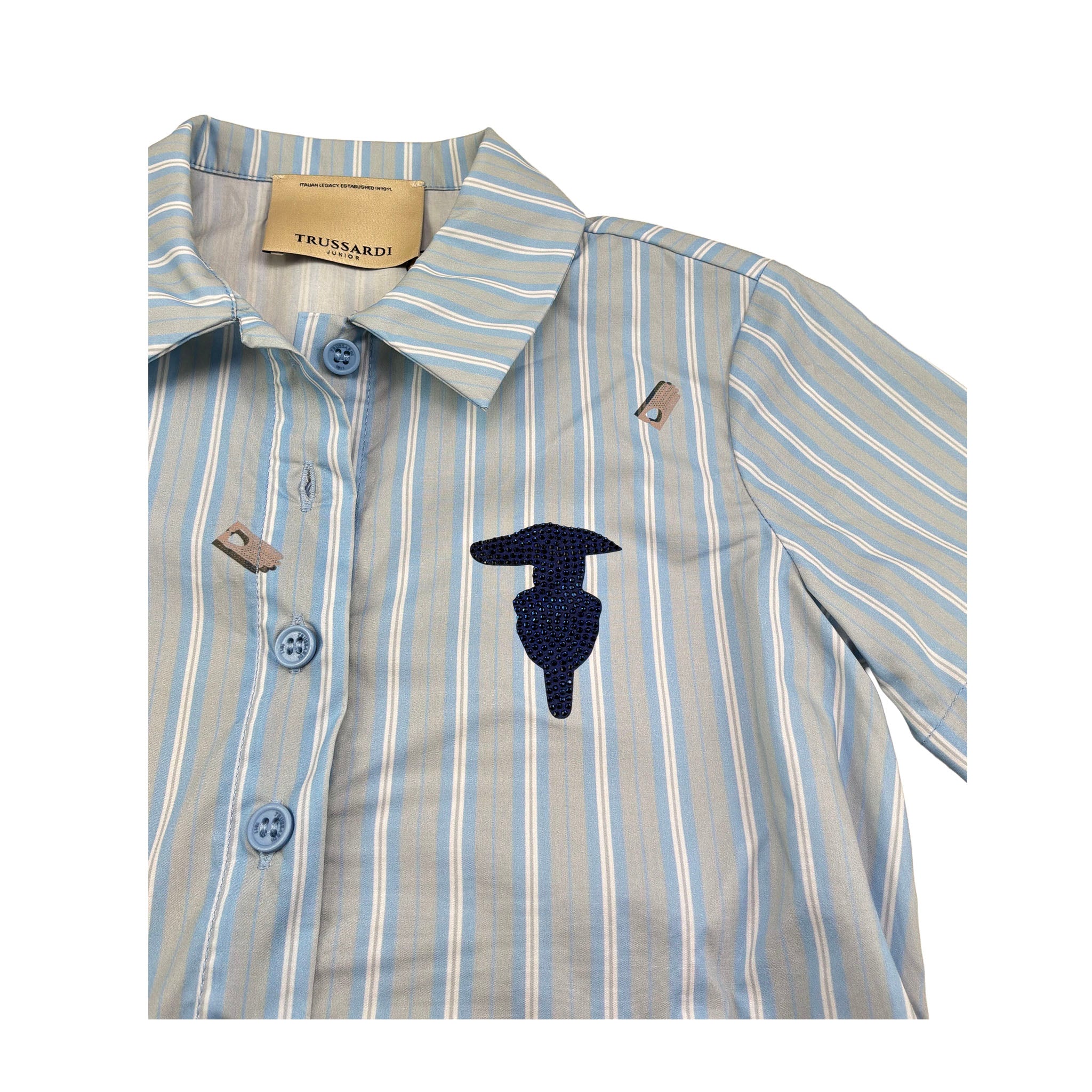 Trussardi Abito Mezza Manica Tinta Unita con Cinturino per Bambina TGP26039VE AZZURRO TRUSSARDI 