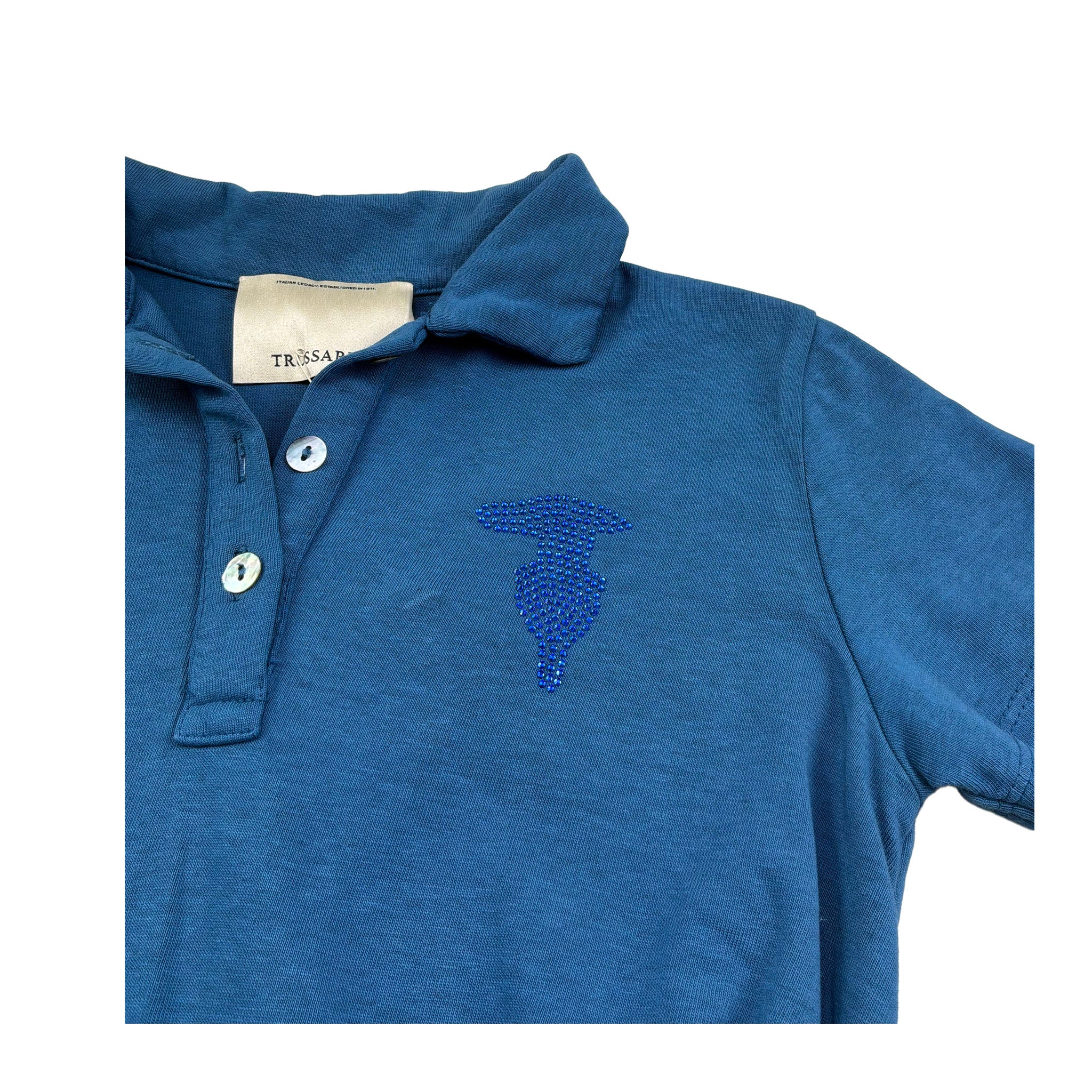 Trussardi Abito Mezza Manica Tinta Unita con Brillantini per Bambina TGP26056VE BLU TRUSSARDI 