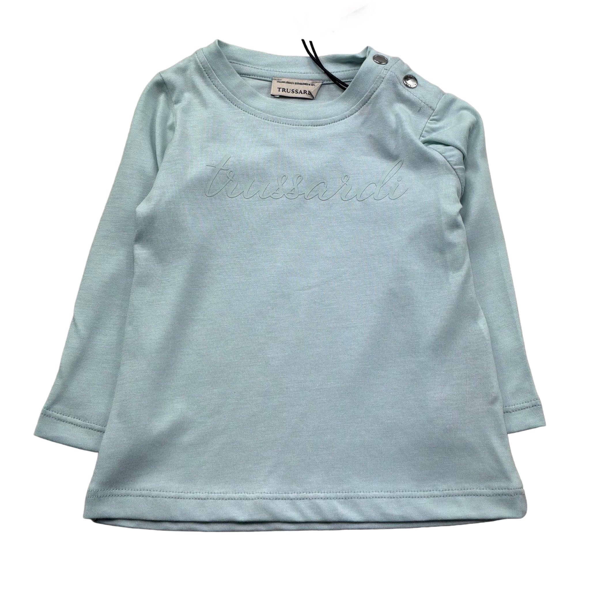 Trussardi Shirt Girocollo Tinta Unita con Logo per Neonata TIP26013TS VERDE ACQUA TRUSSARDI 