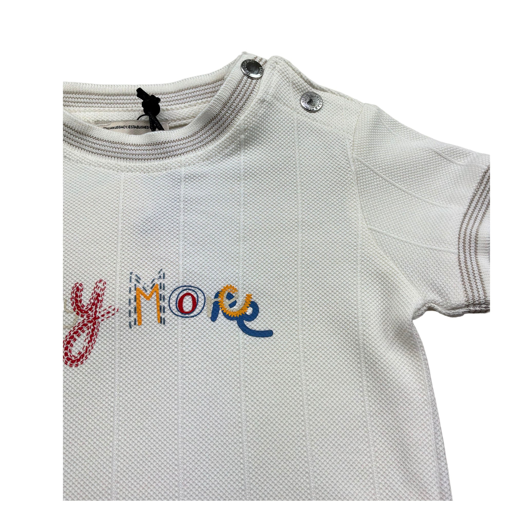 Trussardi T-Shirt Girocollo Tinta Unita con Stampe per Neonato TIP26083TS PANNA TRUSSARDI 
