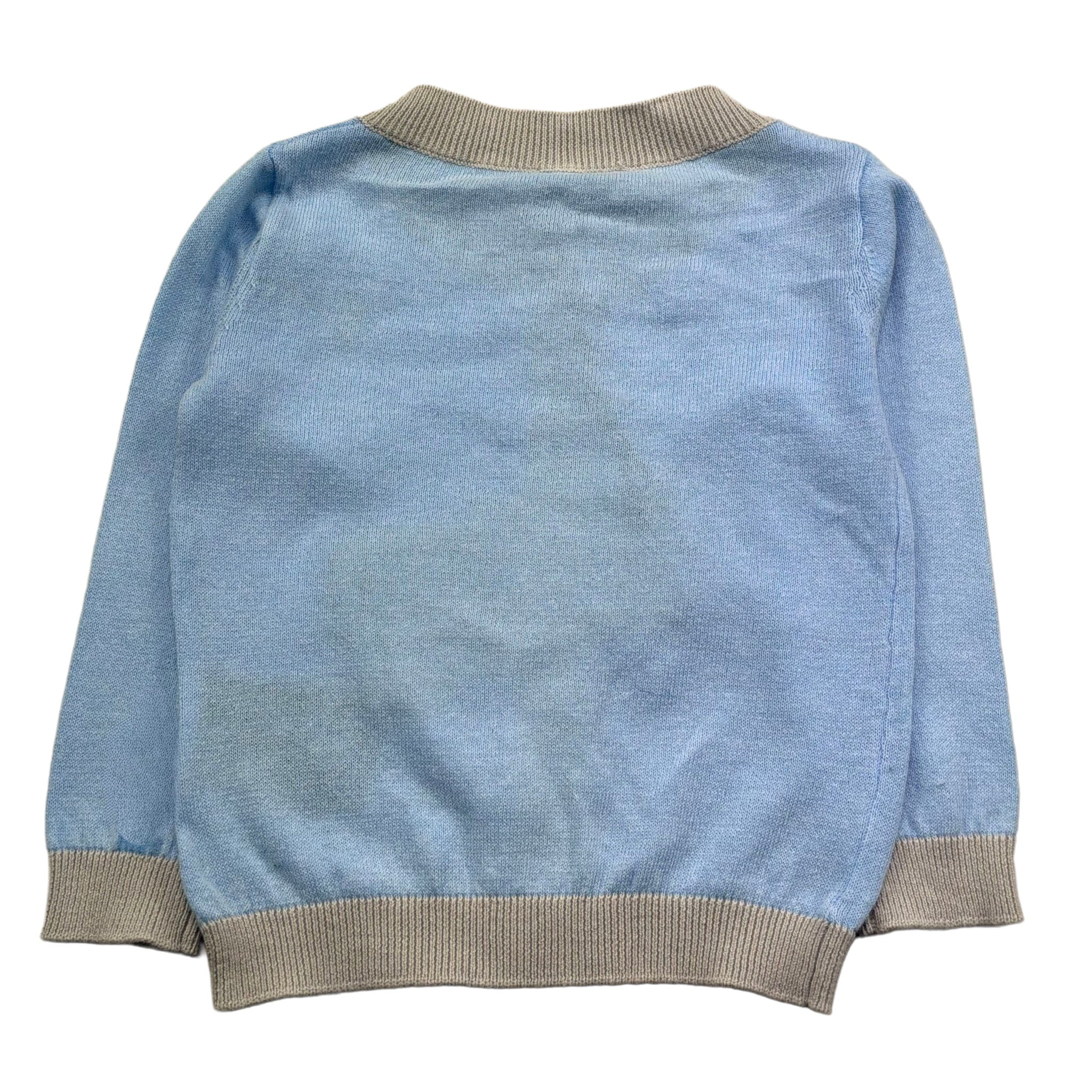 Trussardi Cardigan Tinta Unita con Logo E Profili In Contrasto per Neonato TIP26109CD AZZURRO TRUSSARDI 