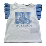 Trussardi T-Shirt Girocollo Tinta Unita con Maniche In Contrasto per Neonata TIP26128TS BIANCO TRUSSARDI 